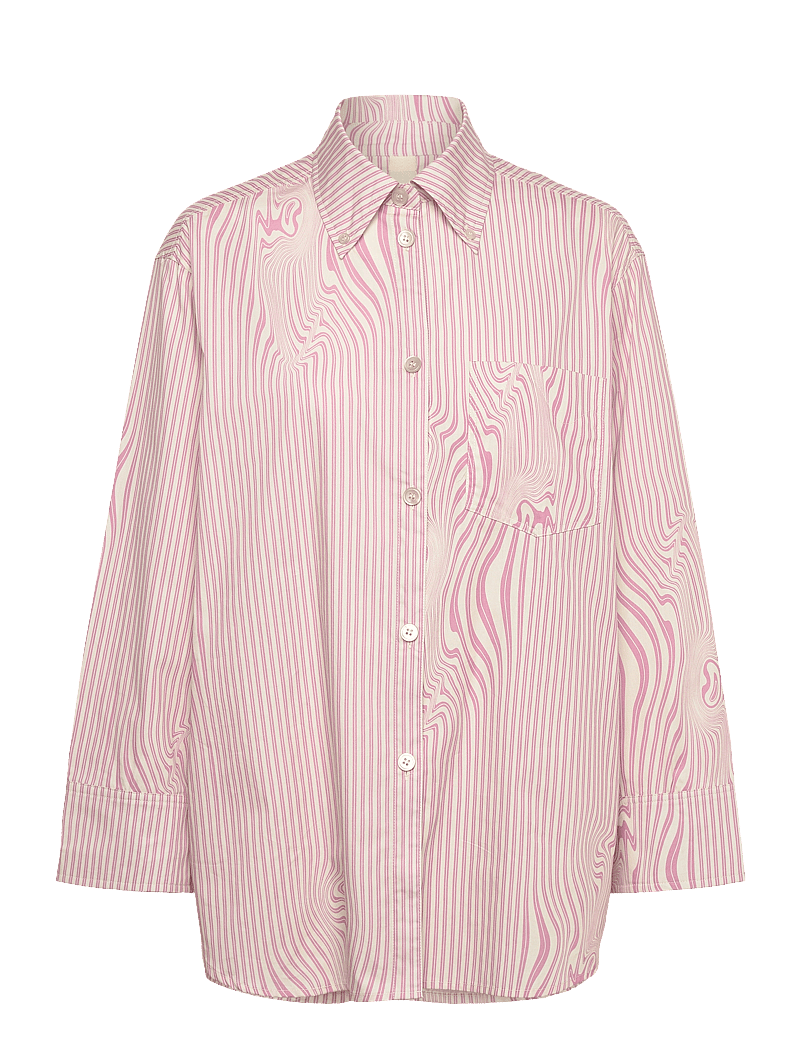 Brixtol Textiles - Rhona - langärmlige hemden - pink glitch stripe - 1