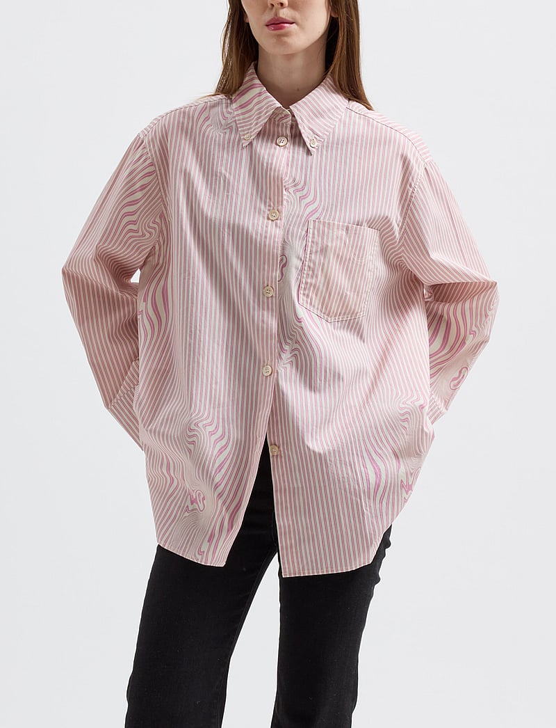 Brixtol Textiles - Rhona - langärmlige hemden - pink glitch stripe - 0