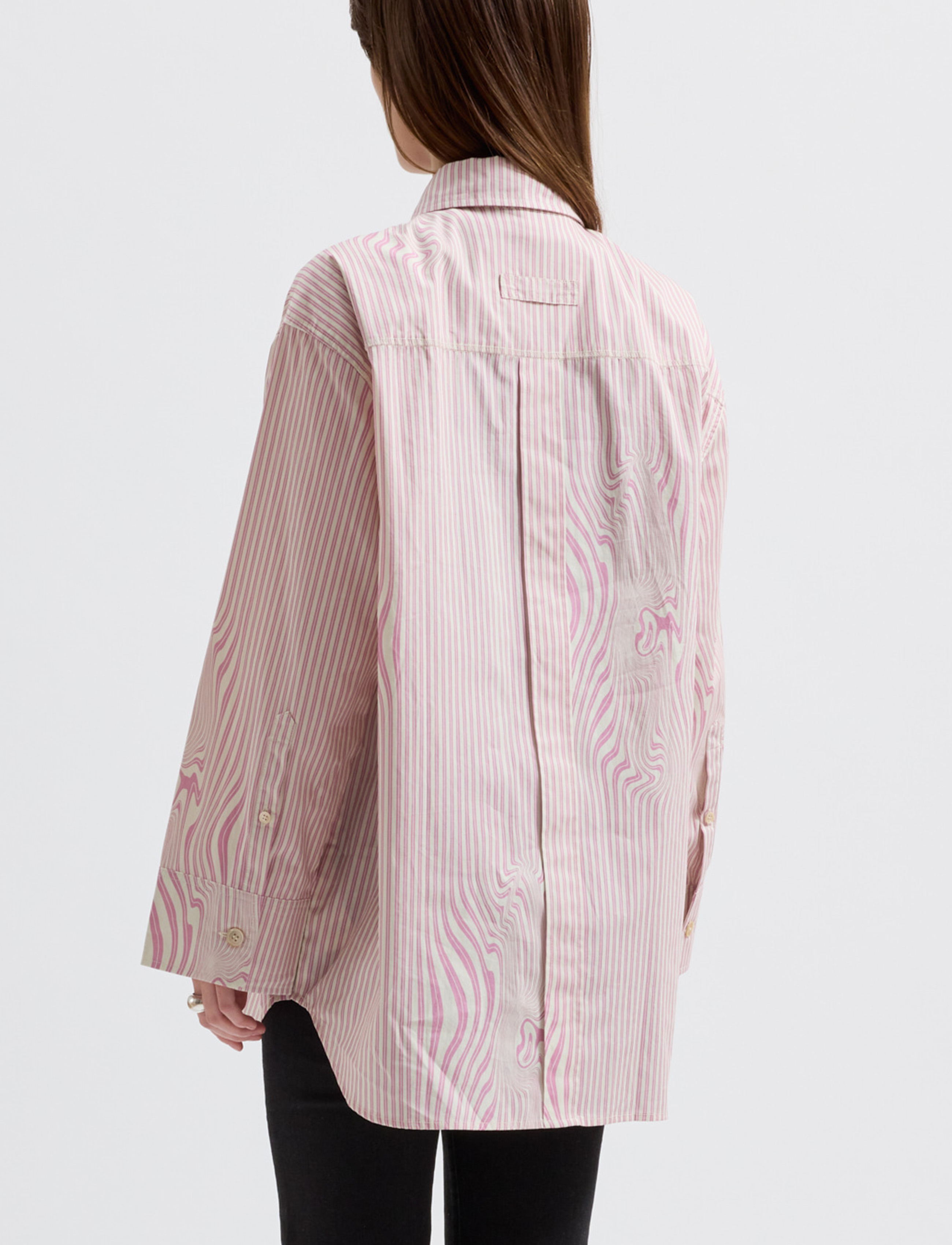 Brixtol Textiles - Rhona - långärmade skjortor - pink glitch stripe - 3