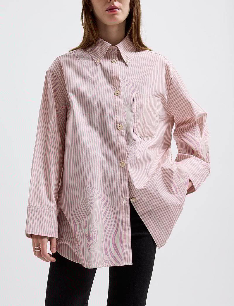 Brixtol Textiles - Rhona - langärmlige hemden - pink glitch stripe - 4