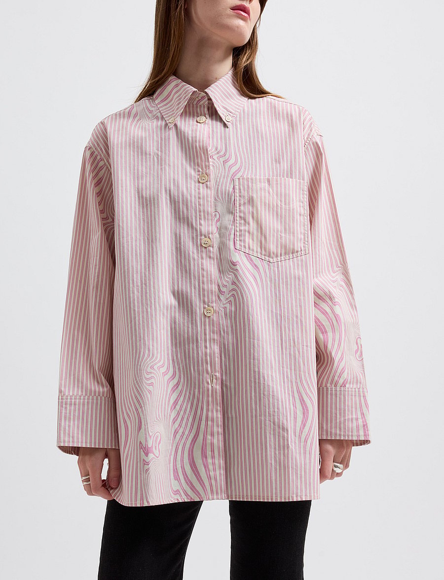 Brixtol Textiles - Rhona - langärmlige hemden - pink glitch stripe - 5