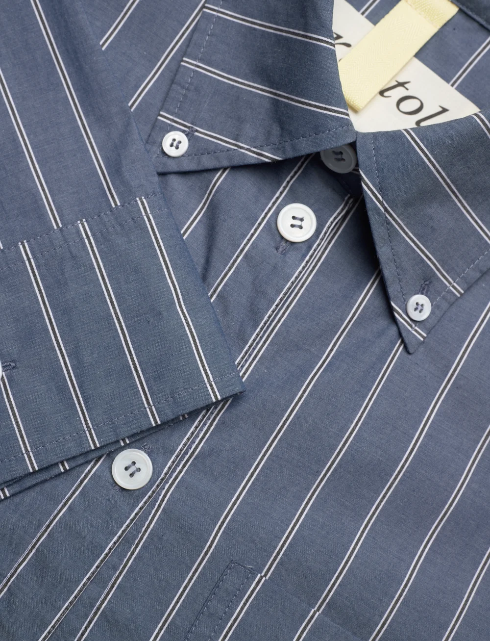 Brixtol Textiles - Rhona - long-sleeved shirts - storm blue stripe - 4