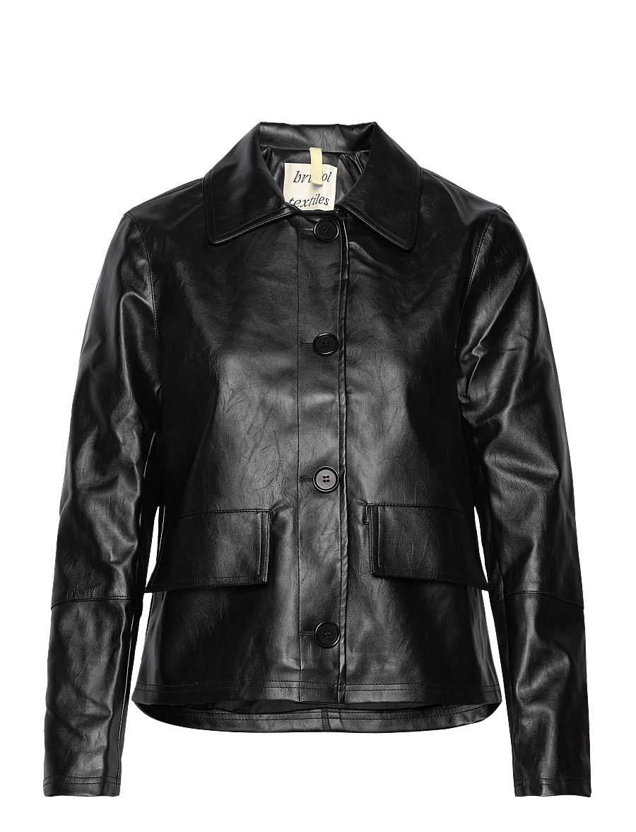 Brixtol Textiles - Sissel Faux Leather Black - frühlingsjacken - black - 1