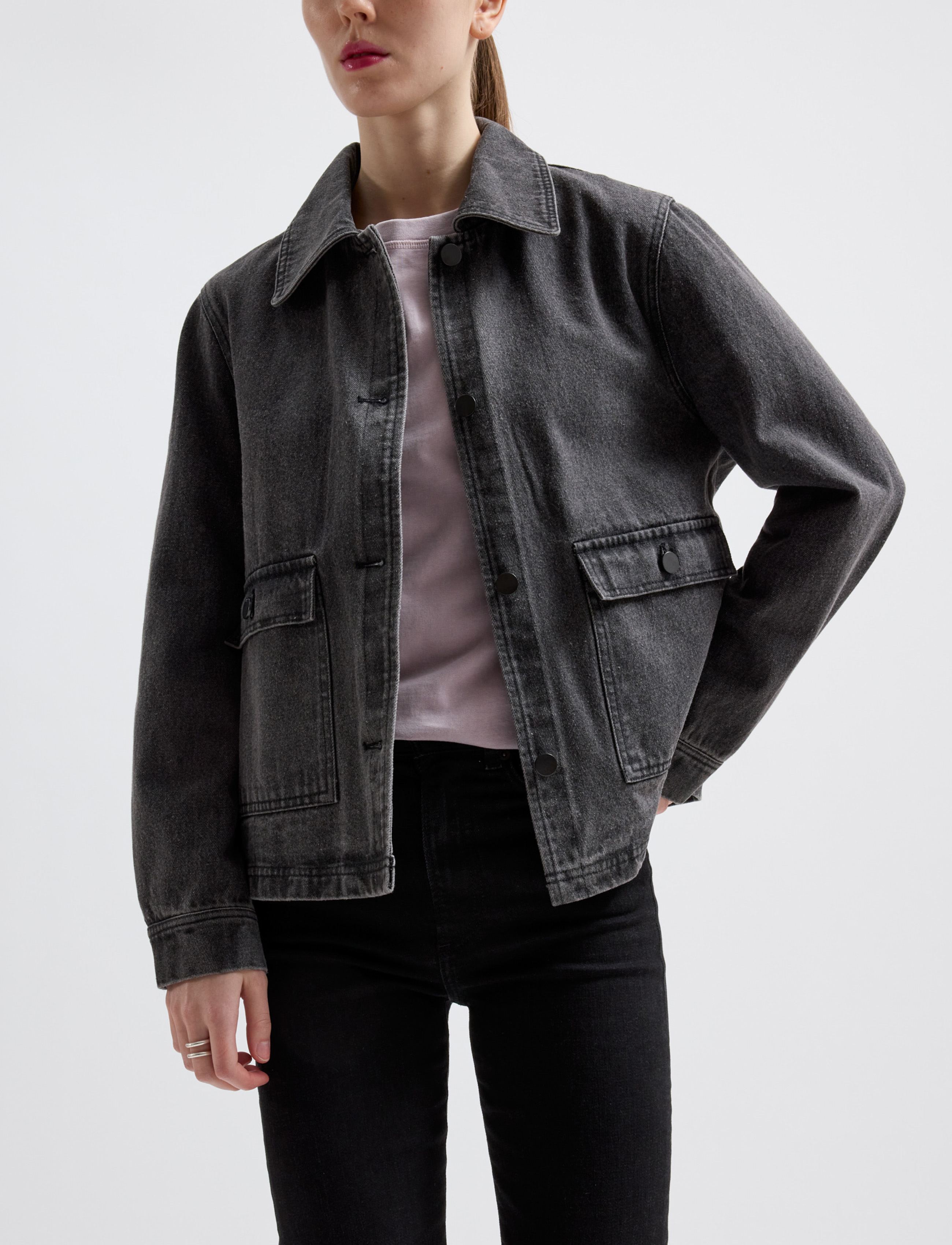 Brixtol Textiles - Sissel Denim - frühlingsjacken - washed black - 4