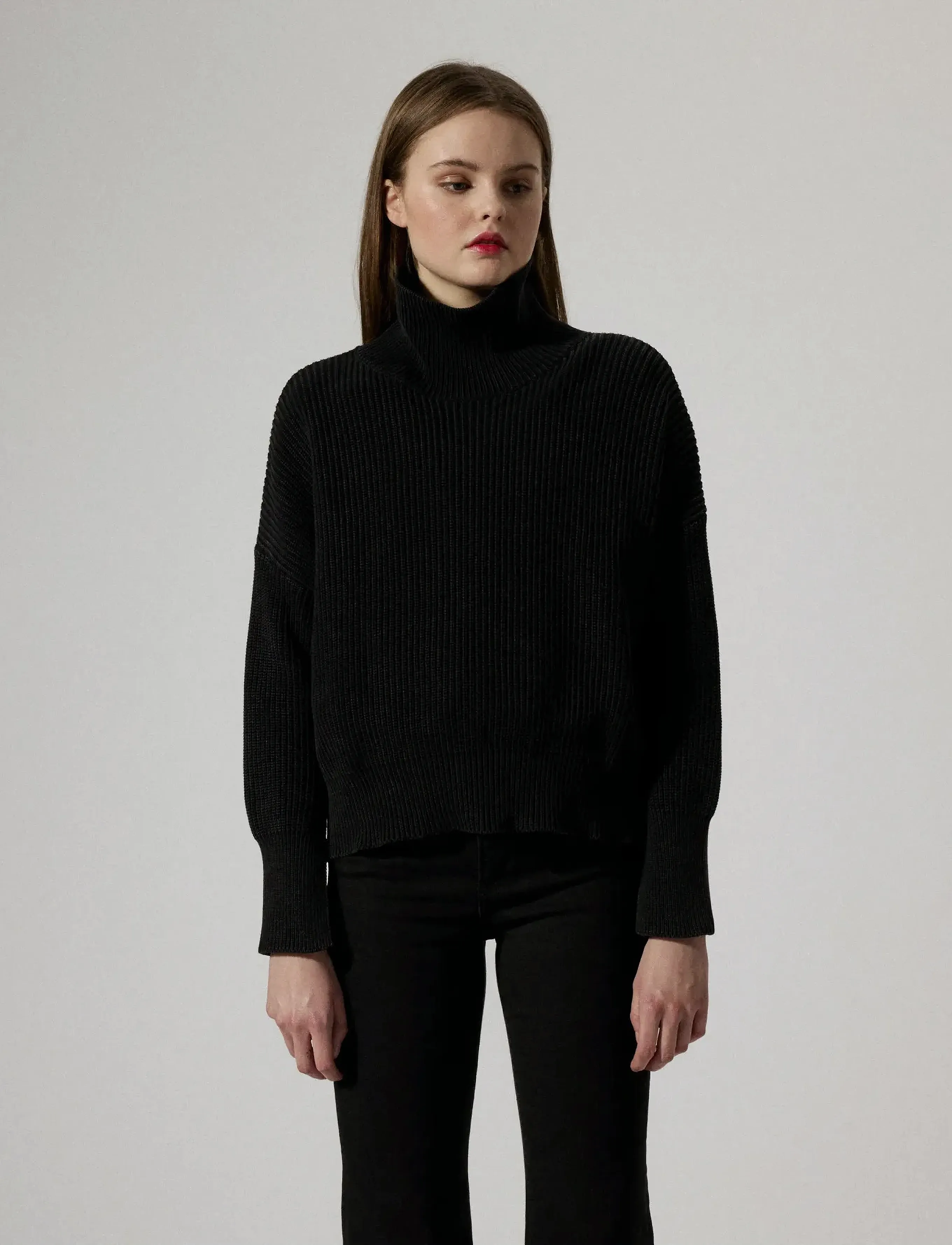 Brixtol Textiles Sage Dusty Red, M, Knitwear, Schwarz - Turtleneck, Frauen