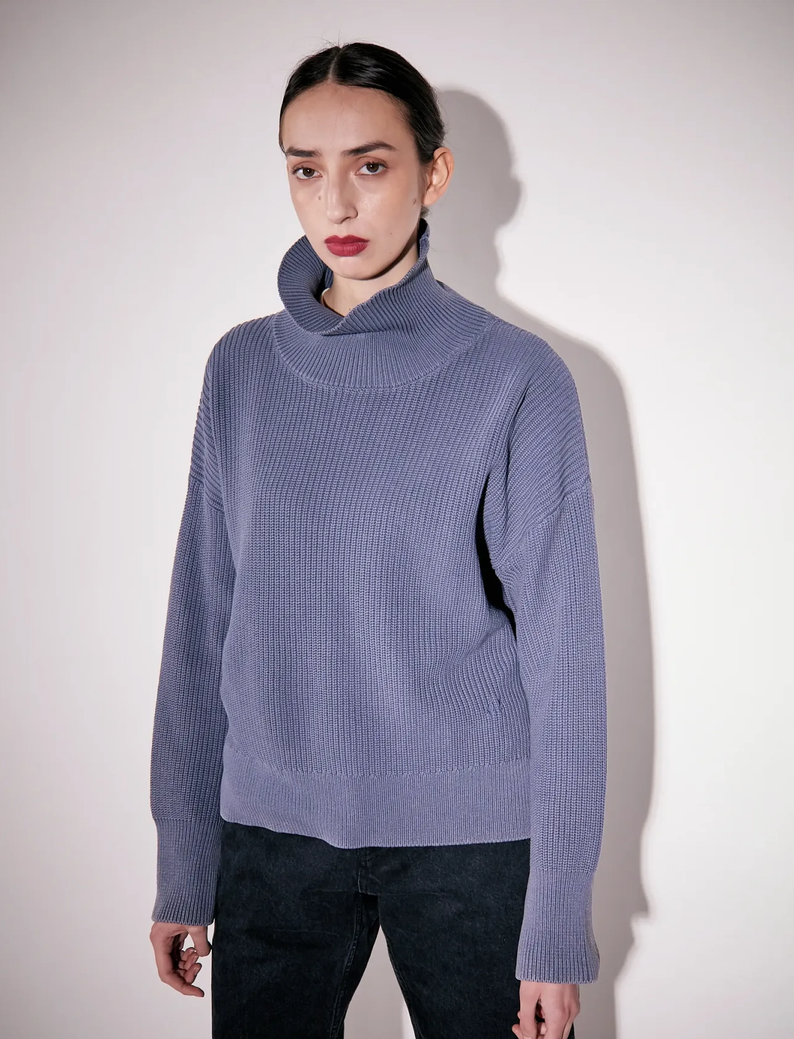 Brixtol Textiles Sage Dusty Red, M, Knitwear, Blau - Turtleneck, Frauen