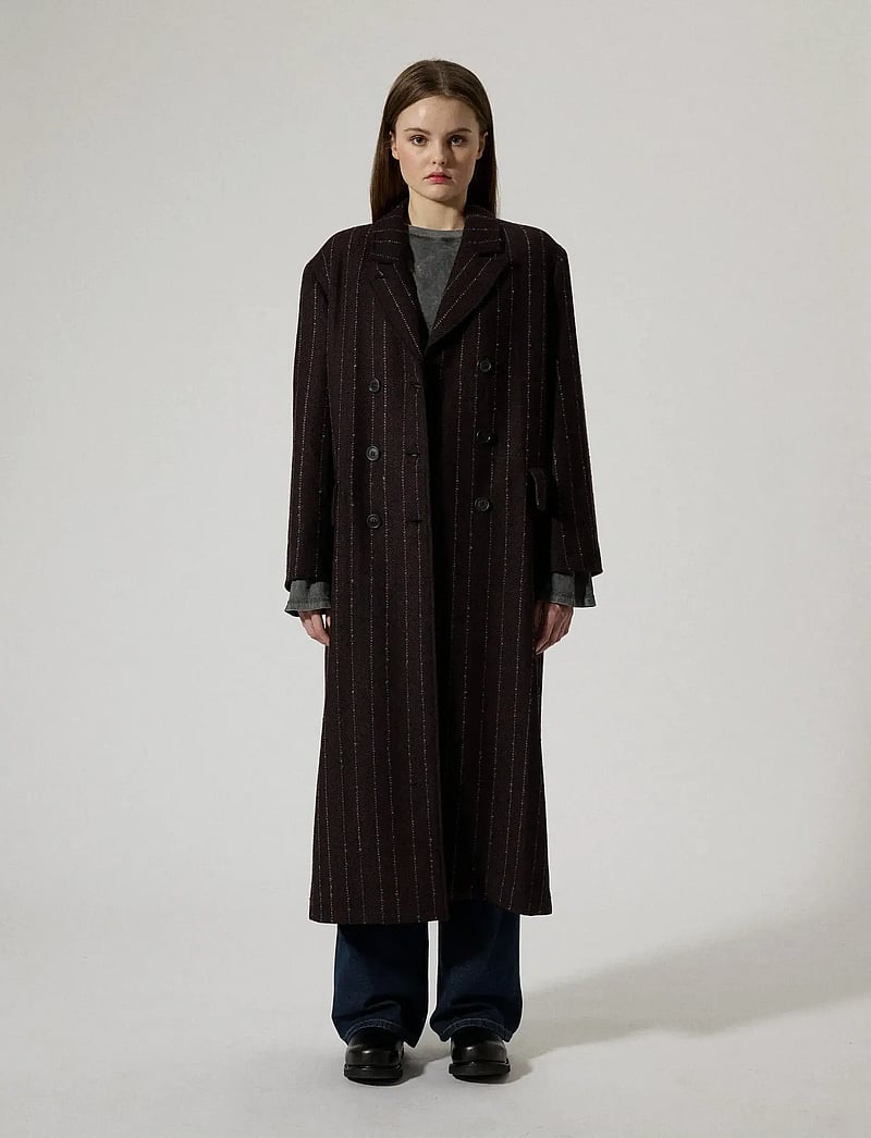 Brixtol Textiles - Olivia - vinterjakker - burgundy pinstripe - 0