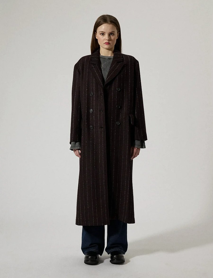 Brixtol Textiles - Olivia - vestes d'hiver - burgundy pinstripe - 0