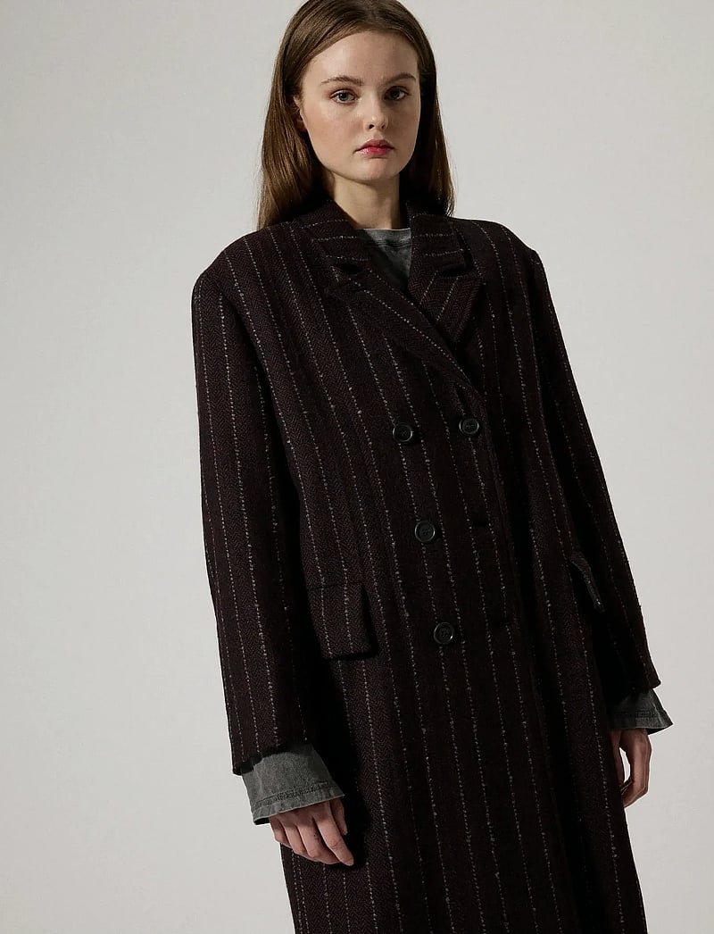 Brixtol Textiles - Olivia - vinterjakker - burgundy pinstripe - 4