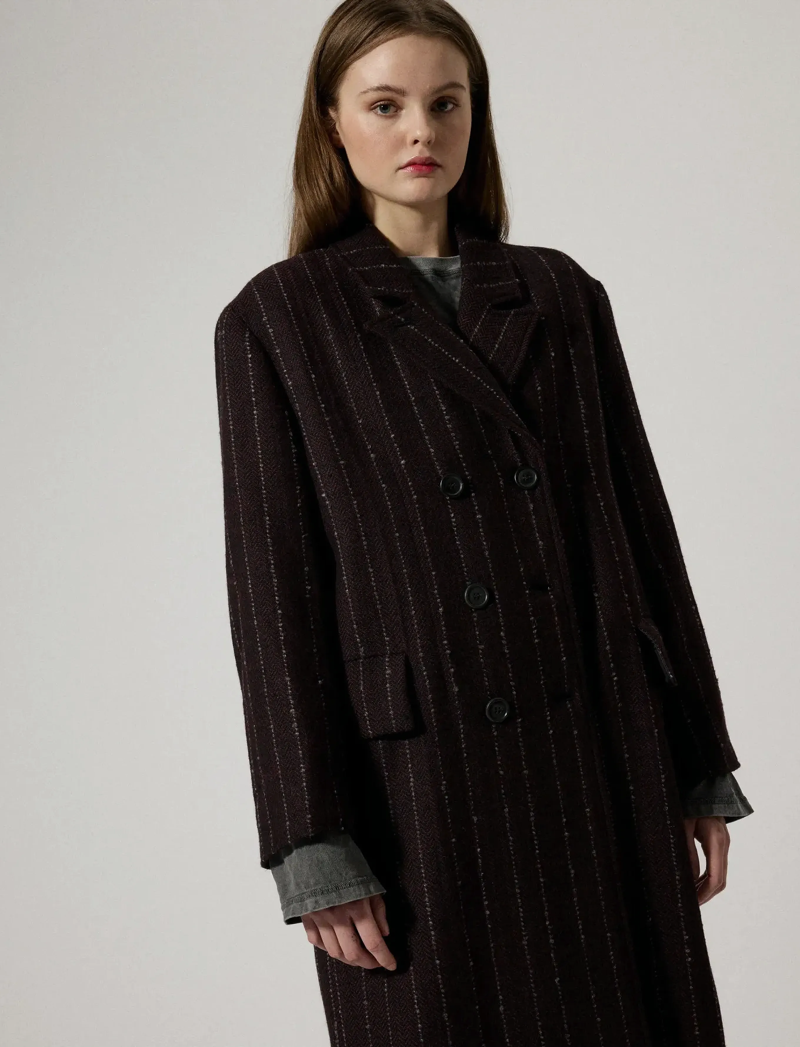 Brixtol Textiles - Olivia - talvitakit - burgundy pinstripe - 4