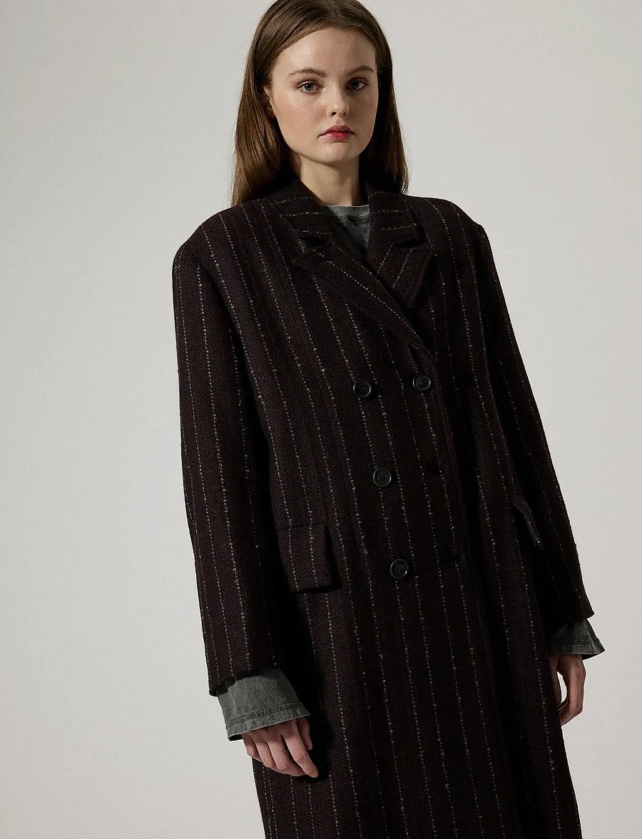 Brixtol Textiles - Olivia - vestes d'hiver - burgundy pinstripe - 4