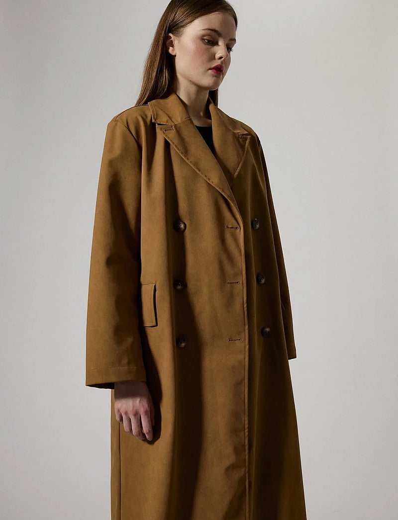 Brixtol Textiles - Olivia Faux suede - ullkappor - tan suede - 0