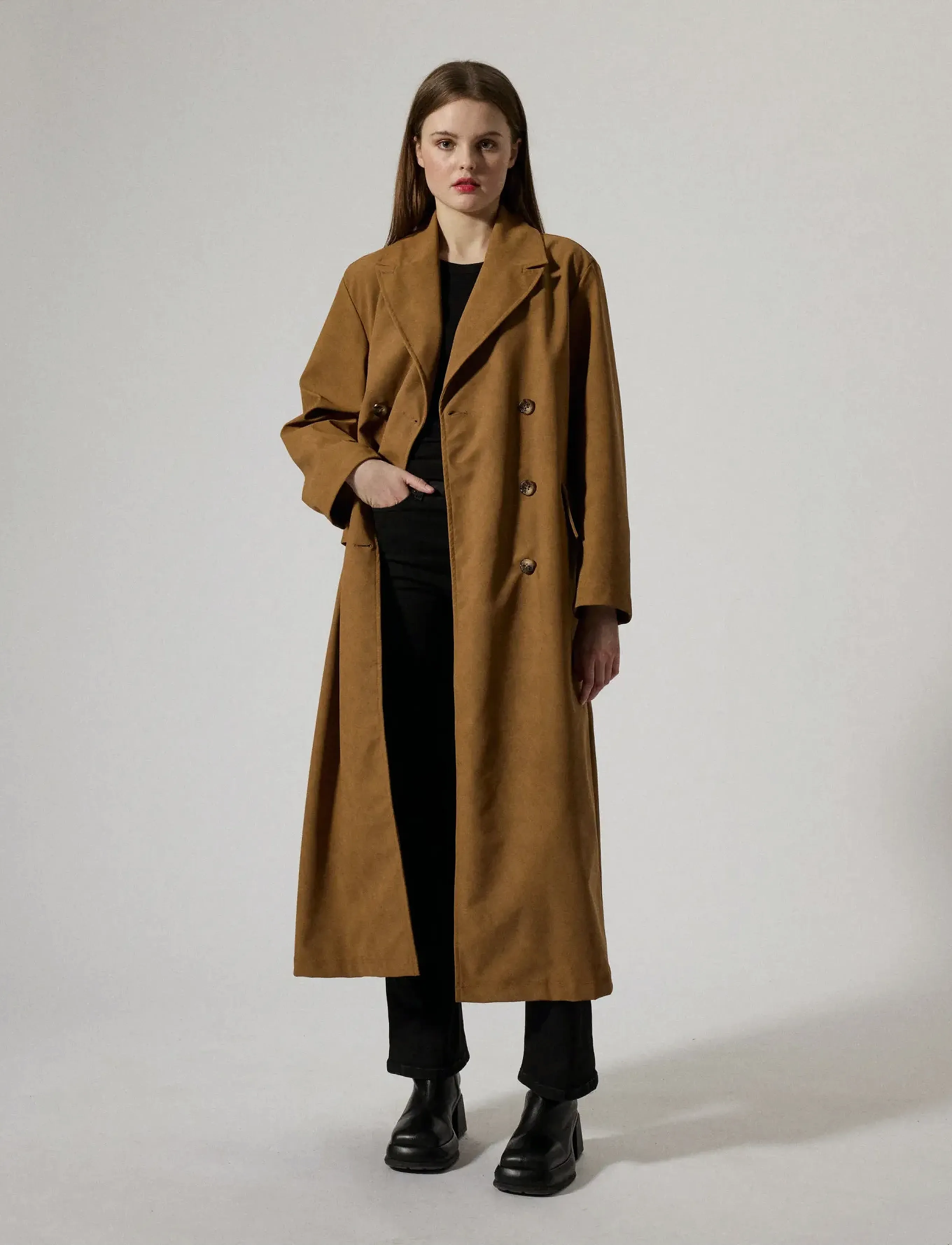 Brixtol Textiles - Olivia Faux suede - overtøj - tan suede - 2