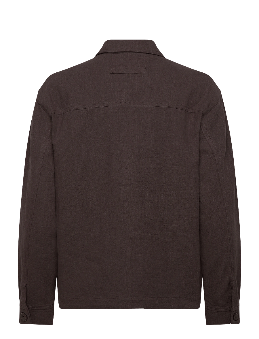 Brixtol Textiles - Ally Linen Dark navy - overshirts - brown - 2