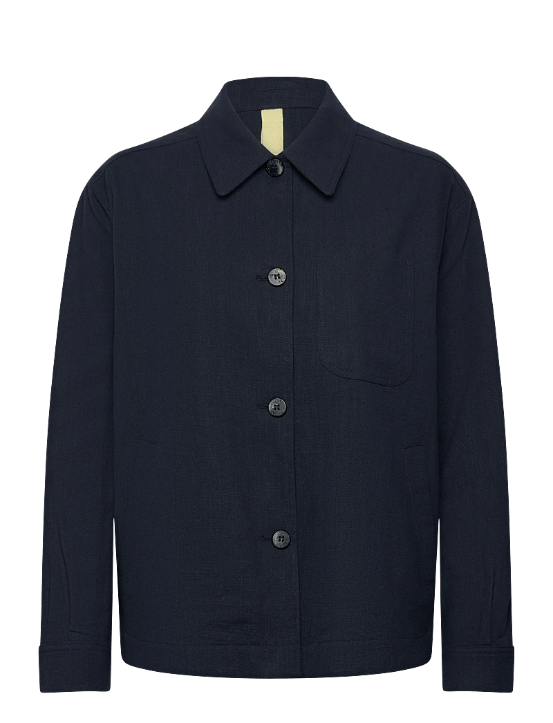 Brixtol Textiles - Ally Linen Brown - overshirts - dark navy - 1