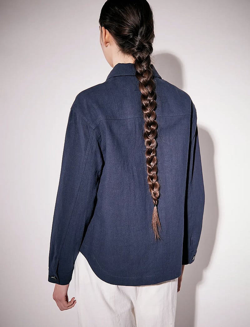 Brixtol Textiles - Ally Linen Brown - overshirts - dark navy - 3