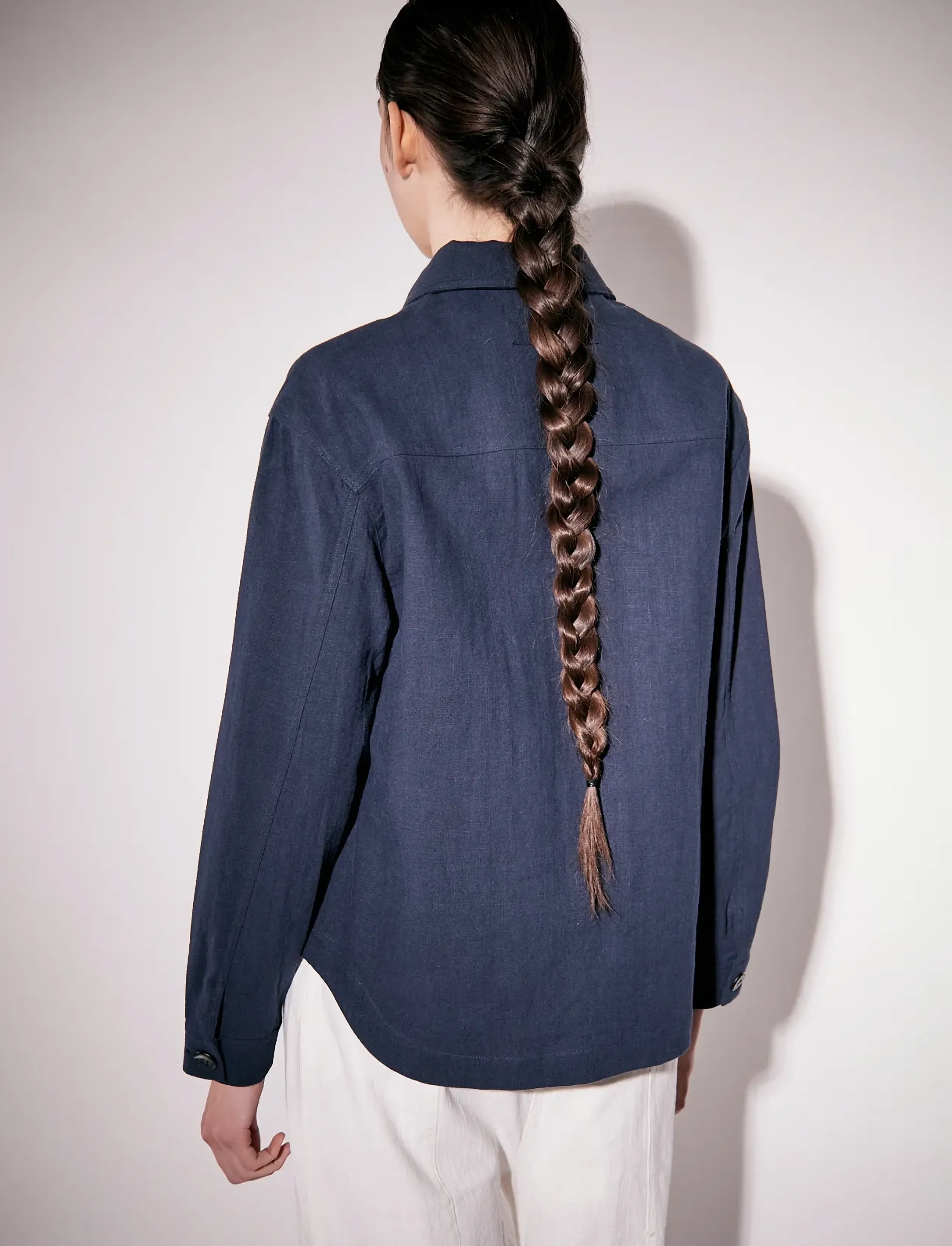 Brixtol Textiles - Ally Linen Brown - overshirts - dark navy - 3