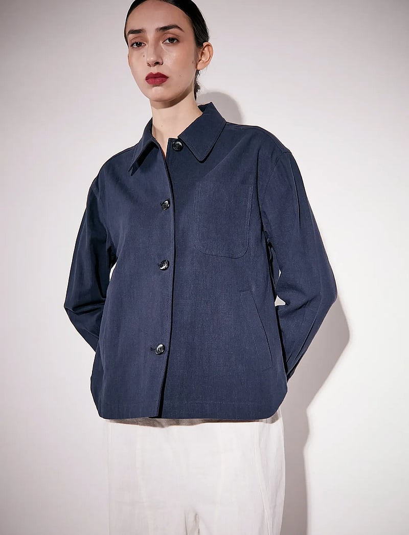 Brixtol Textiles - Ally Linen Brown - overshirts - dark navy - 4