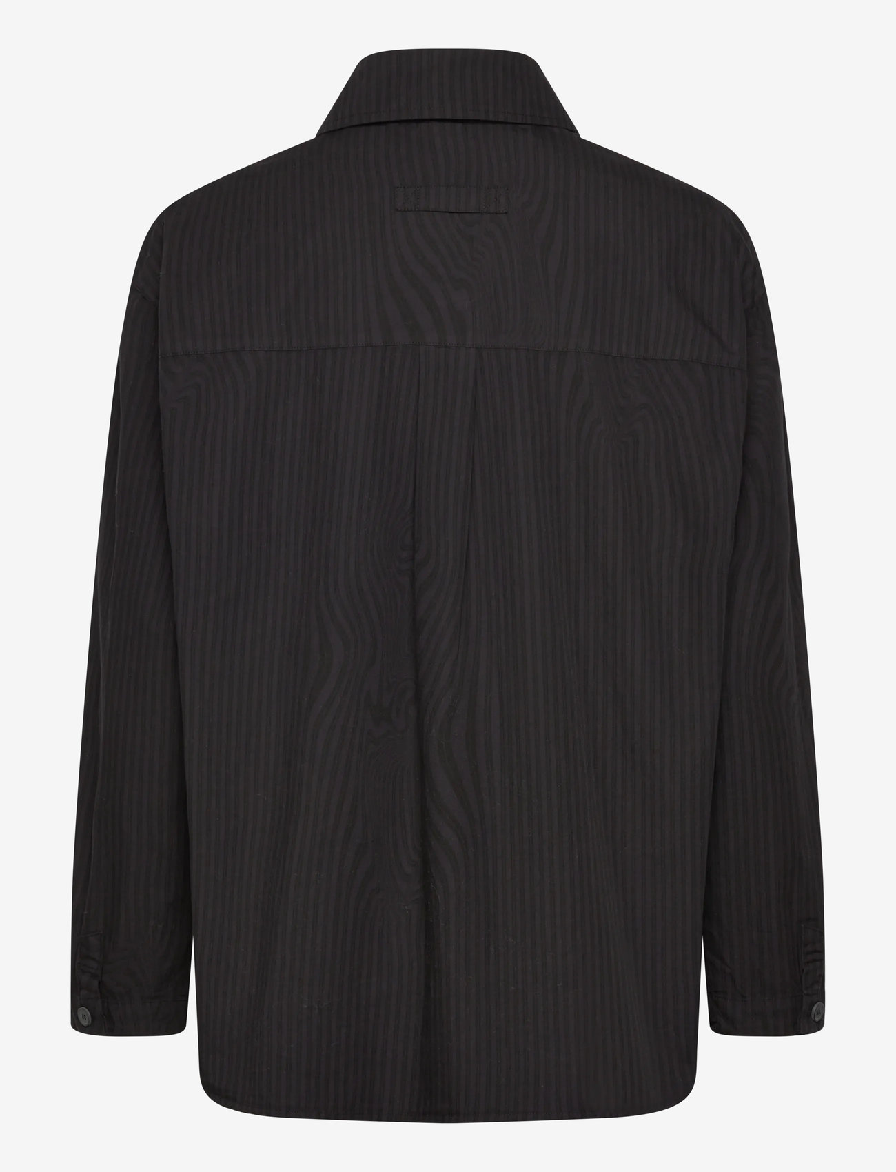 Brixtol Textiles - Stella Blue Glitch Stripe - long-sleeved shirts - black glitch stripe over dye - 1