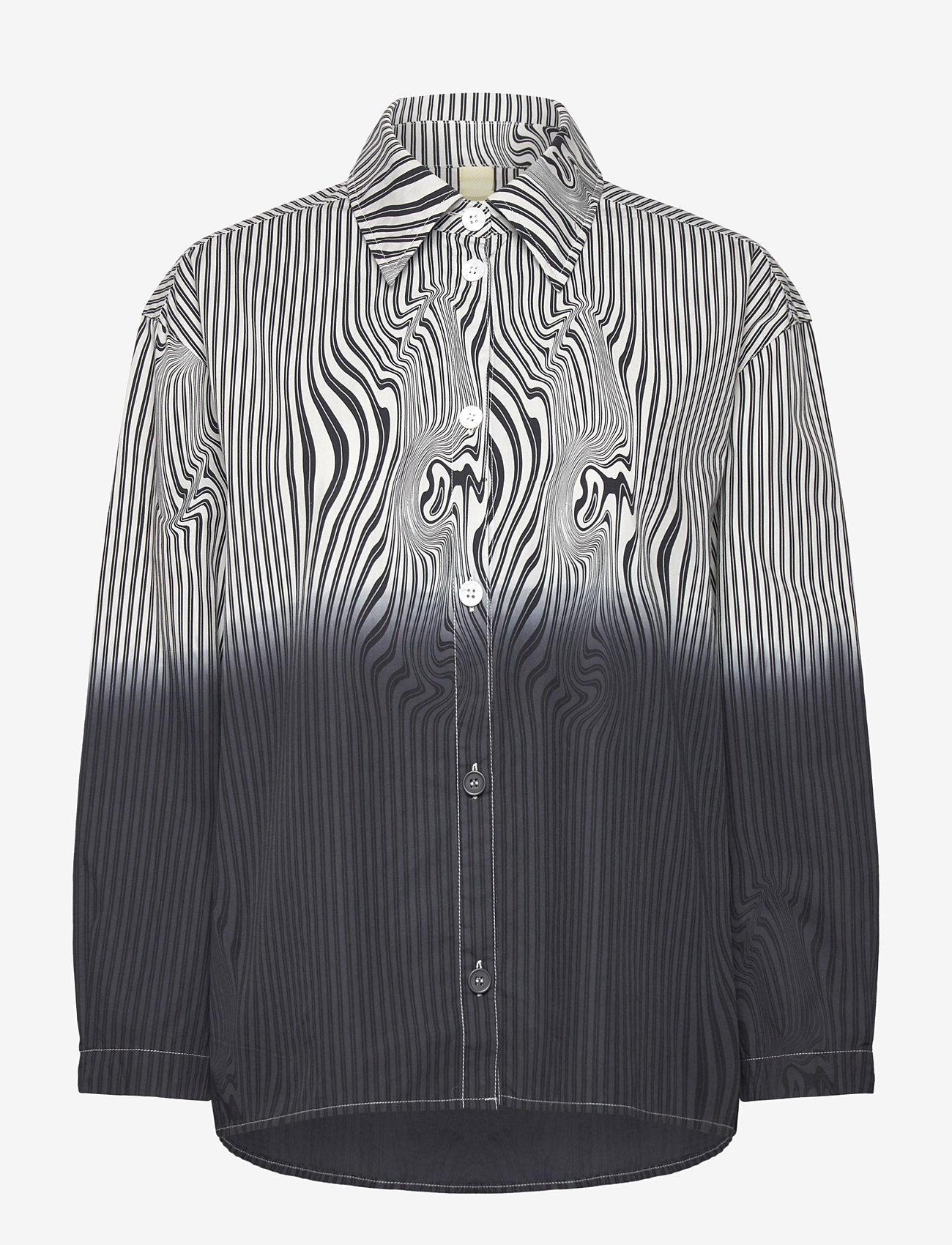 Brixtol Textiles - Stella Blue Glitch Stripe - langærmede skjorter - black glitch stripe dip dye - 0