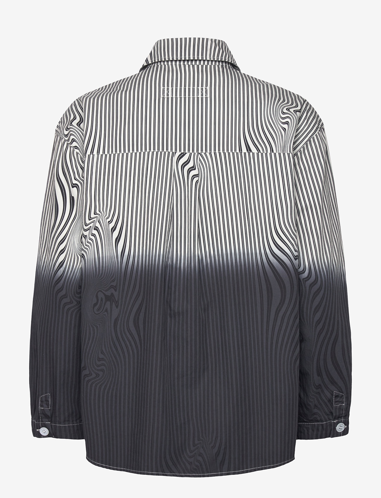 Brixtol Textiles - Stella Blue Glitch Stripe - langærmede skjorter - black glitch stripe dip dye - 1