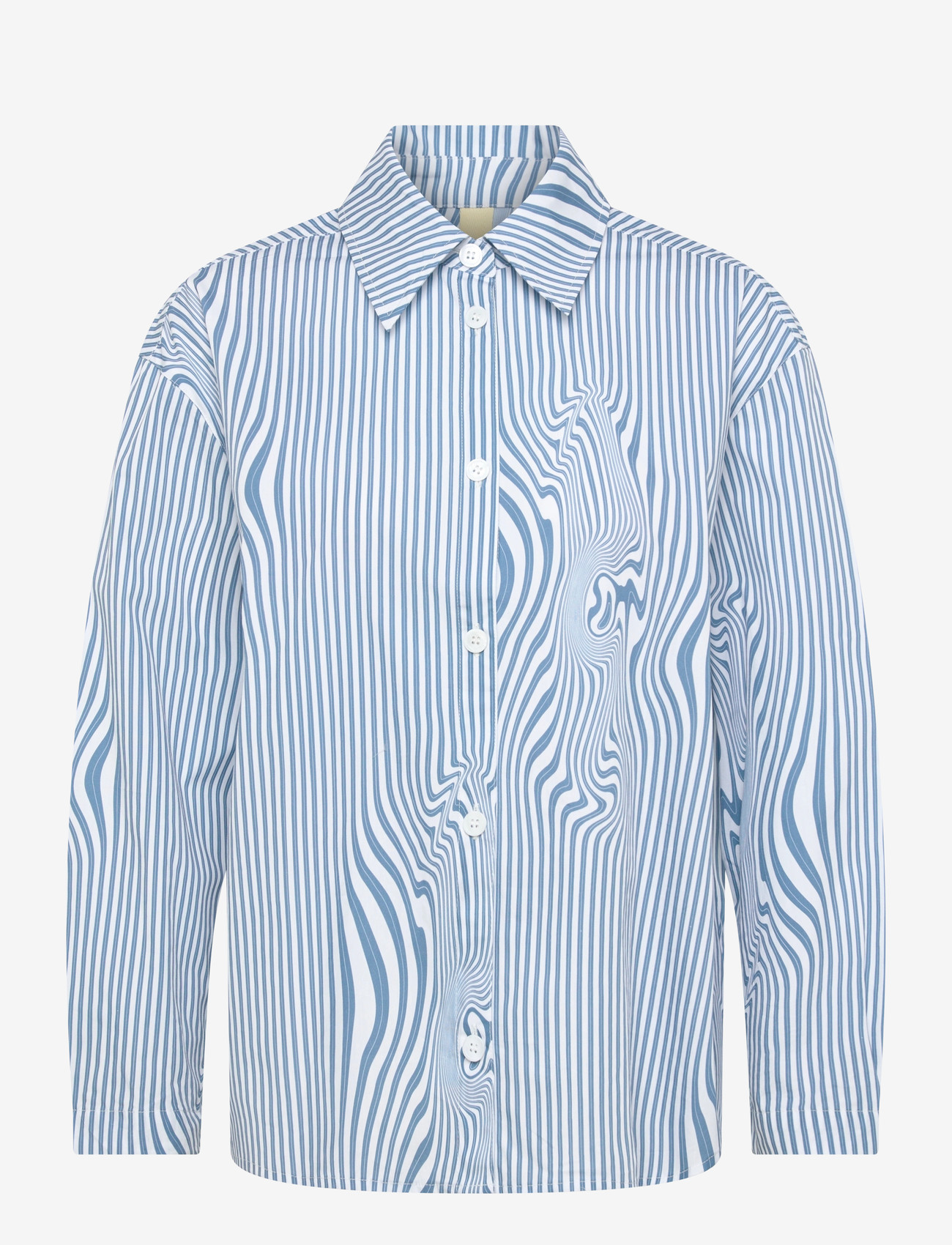 Brixtol Textiles - Stella Blue Glitch Stripe - langärmlige hemden - blue glitch stripe - 0