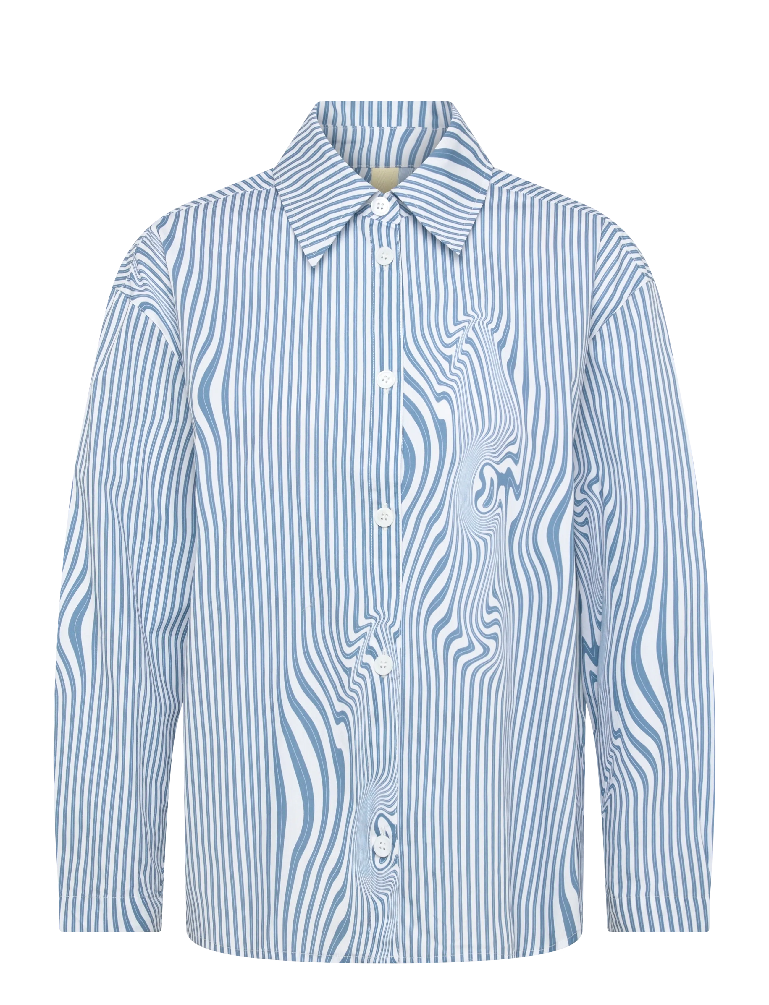 Brixtol Textiles Stella Blue Glitch Stripe - Blusar & Skjortor - BLUE GLITCH STRIPE / blue