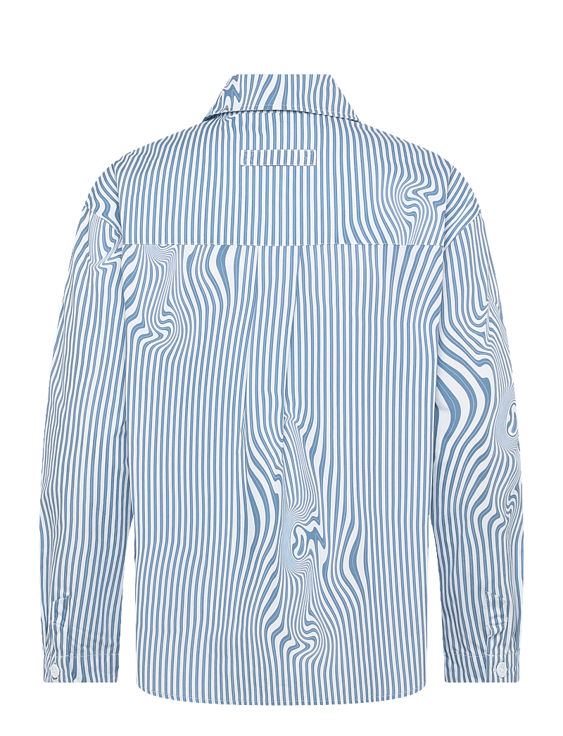 Brixtol Textiles - Stella Dark Navy White Stripe - langärmlige hemden - blue glitch stripe - 2