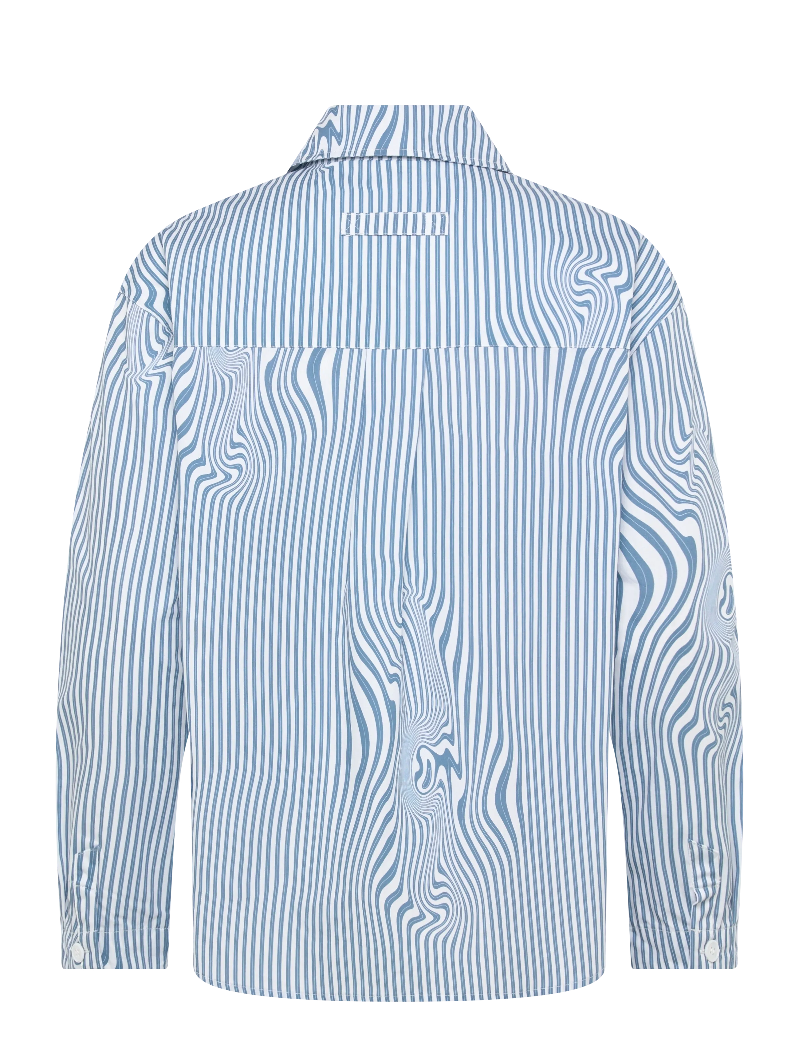 Brixtol Textiles - Stella Dark Navy White Stripe - langärmlige hemden - blue glitch stripe - 2