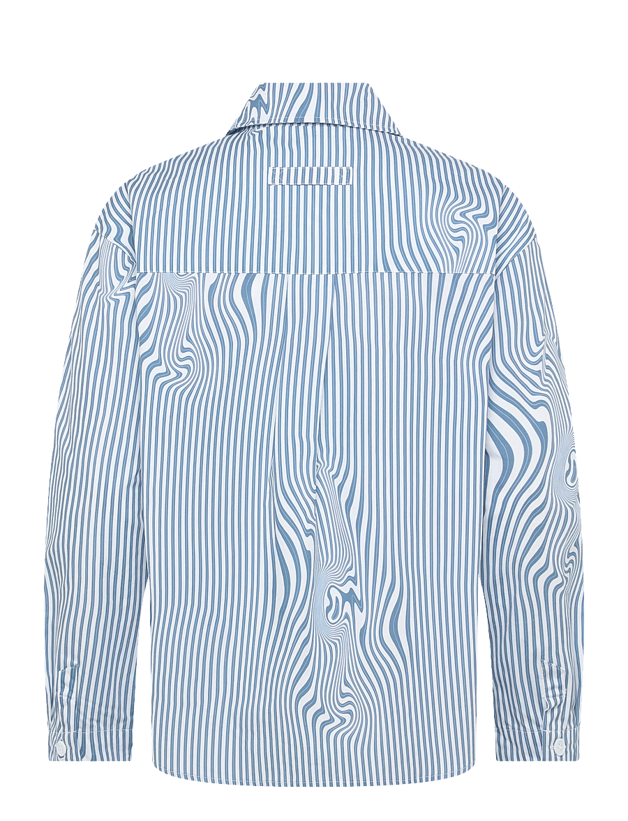 Brixtol Textiles - Stella Dark Navy White Stripe - langärmlige hemden - blue glitch stripe - 2
