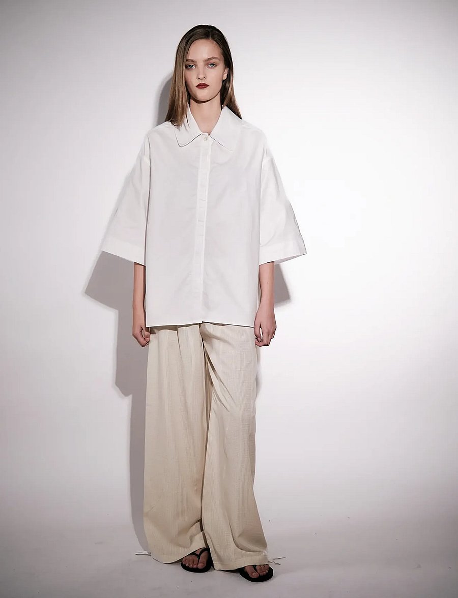 Brixtol Textiles - Lyra Off White - kortærmede skjorter - off white - 0