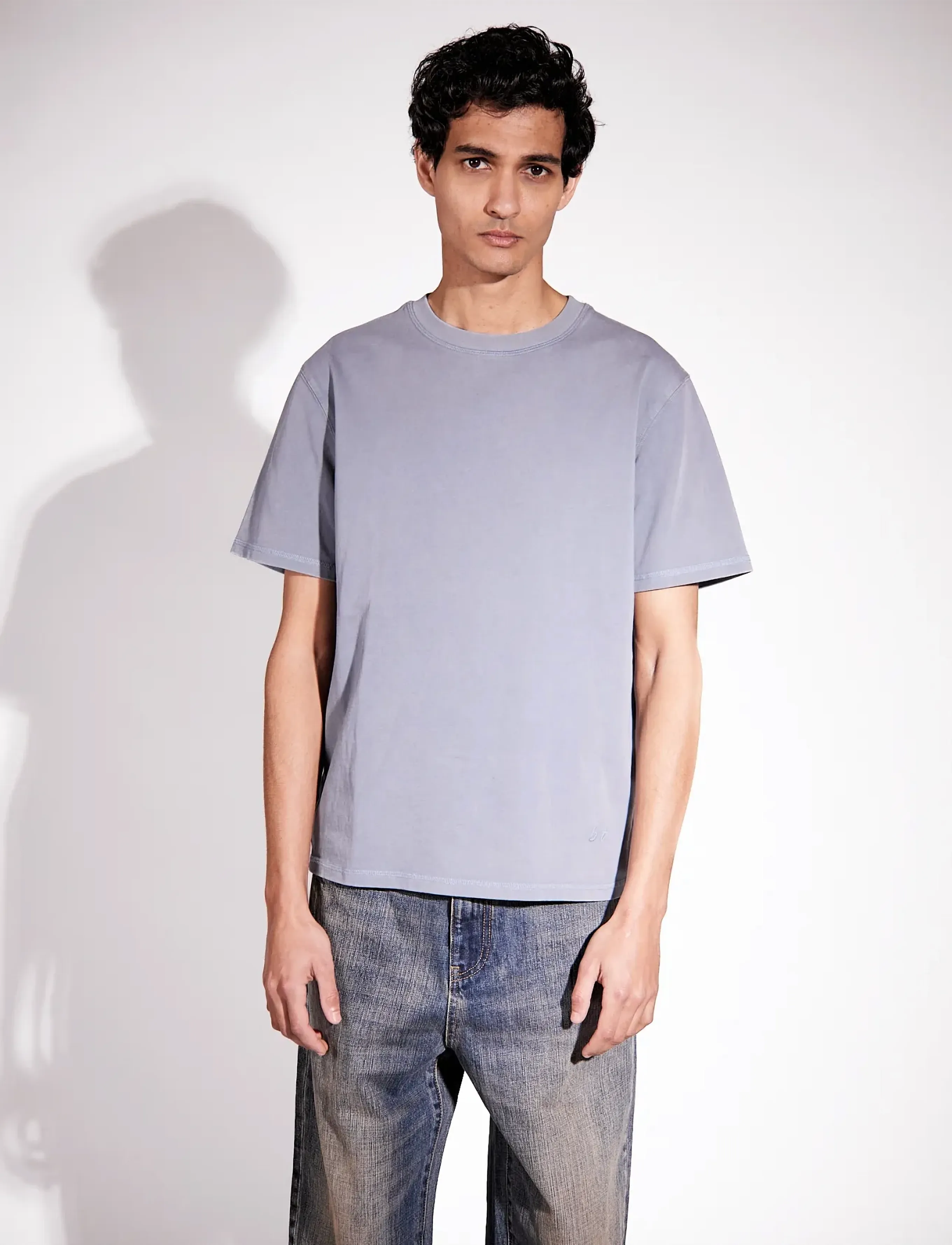Brixtol Textiles BT T-shirt Washed dusty blue - Tøj - WASHED DUSTY BLUE / blue