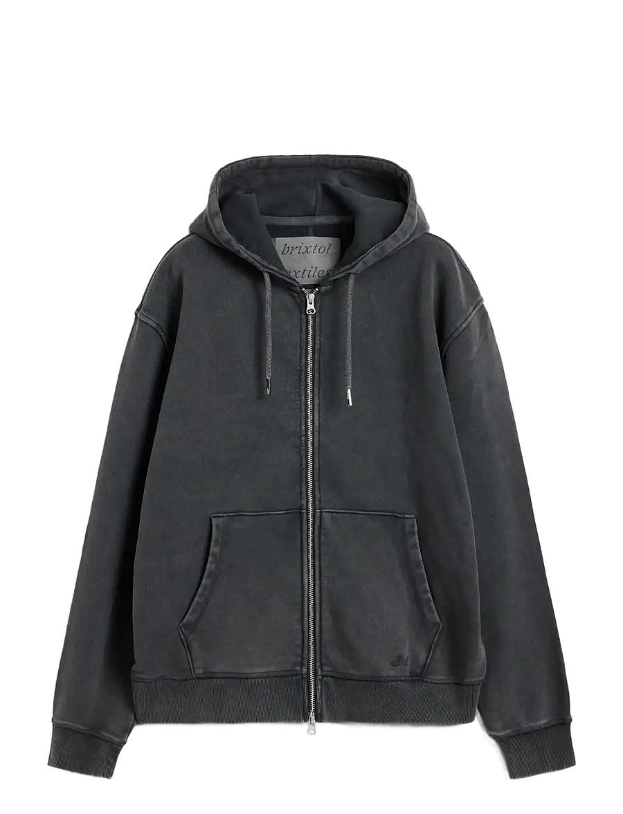 Brixtol Textiles - BT Zip Hoodie - hoodies - washed black - 1
