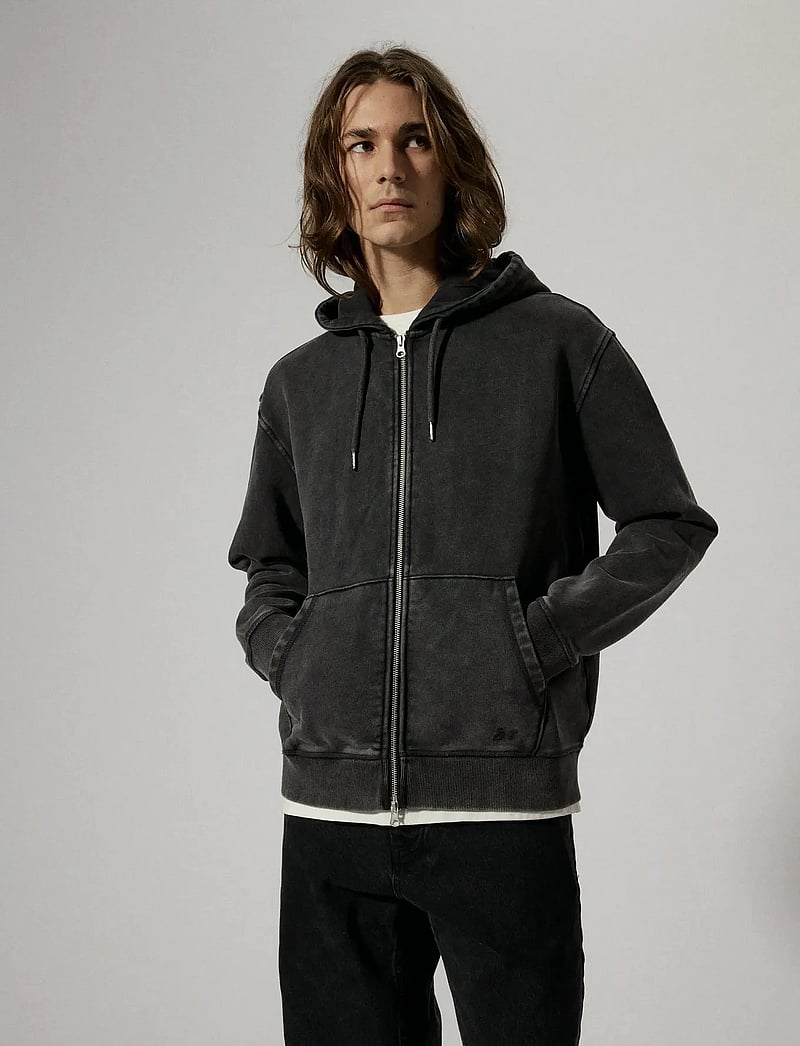 Brixtol Textiles - BT Zip Hoodie - hættetrøjer - washed black - 0