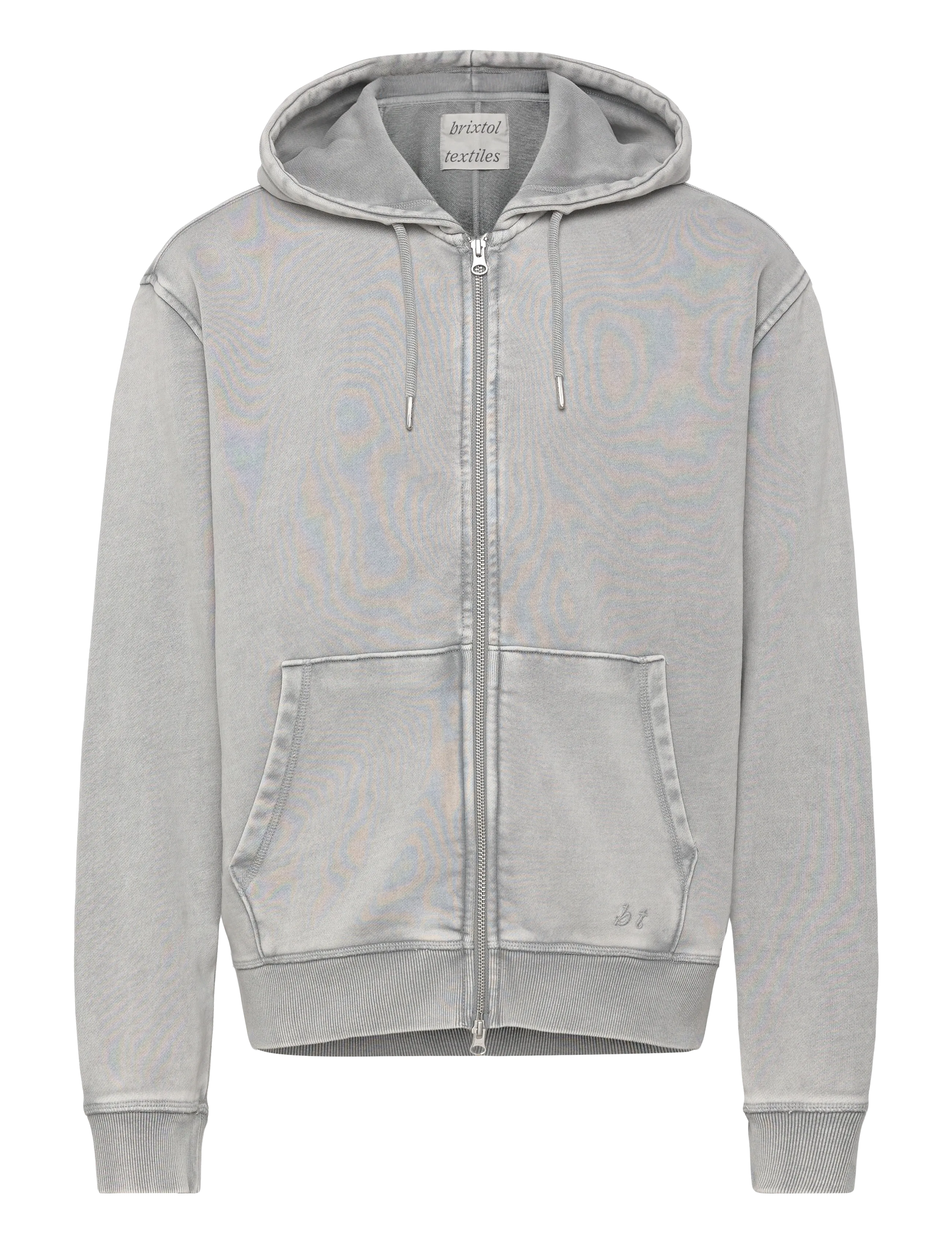 BRIXTOL TEXTILES Bt Zip Hoodie Washed Grau Grau - XL - Herren
