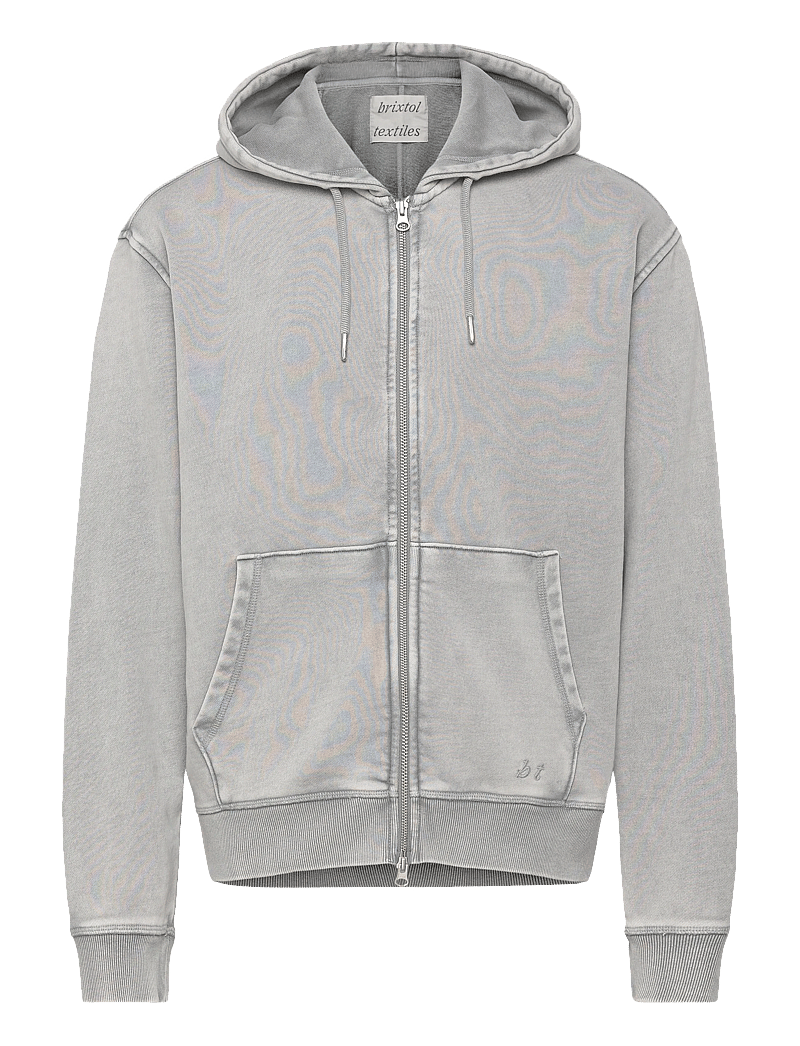 Brixtol Textiles - BT Zip Hoodie Washed Grey - kapuutsiga dressipluusid - washed grey - 1