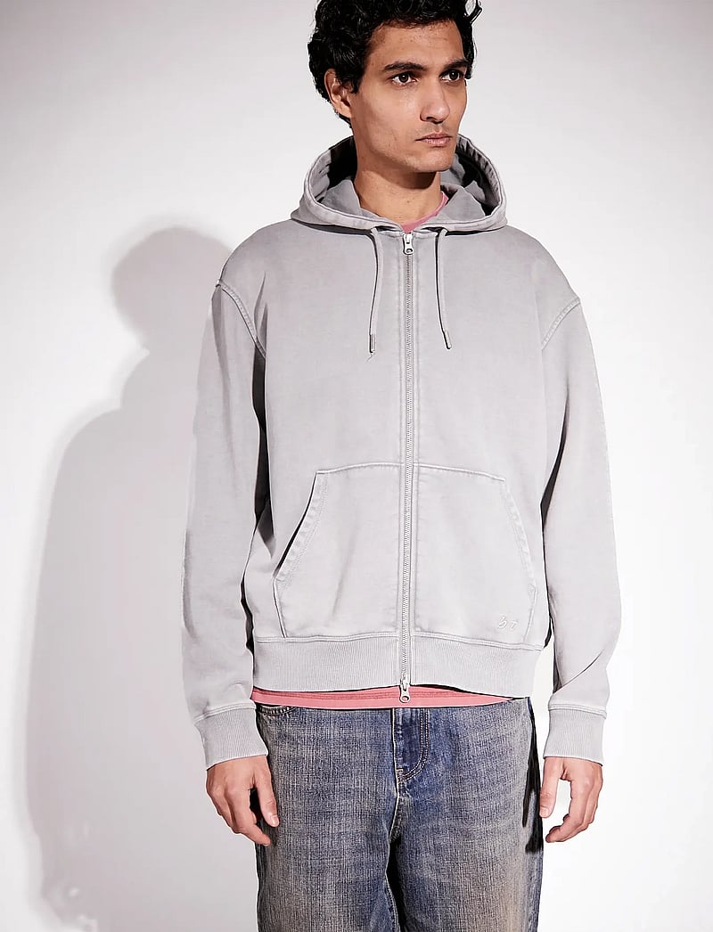 Brixtol Textiles - BT Zip Hoodie Washed Grey - kapuutsiga dressipluusid - washed grey - 3