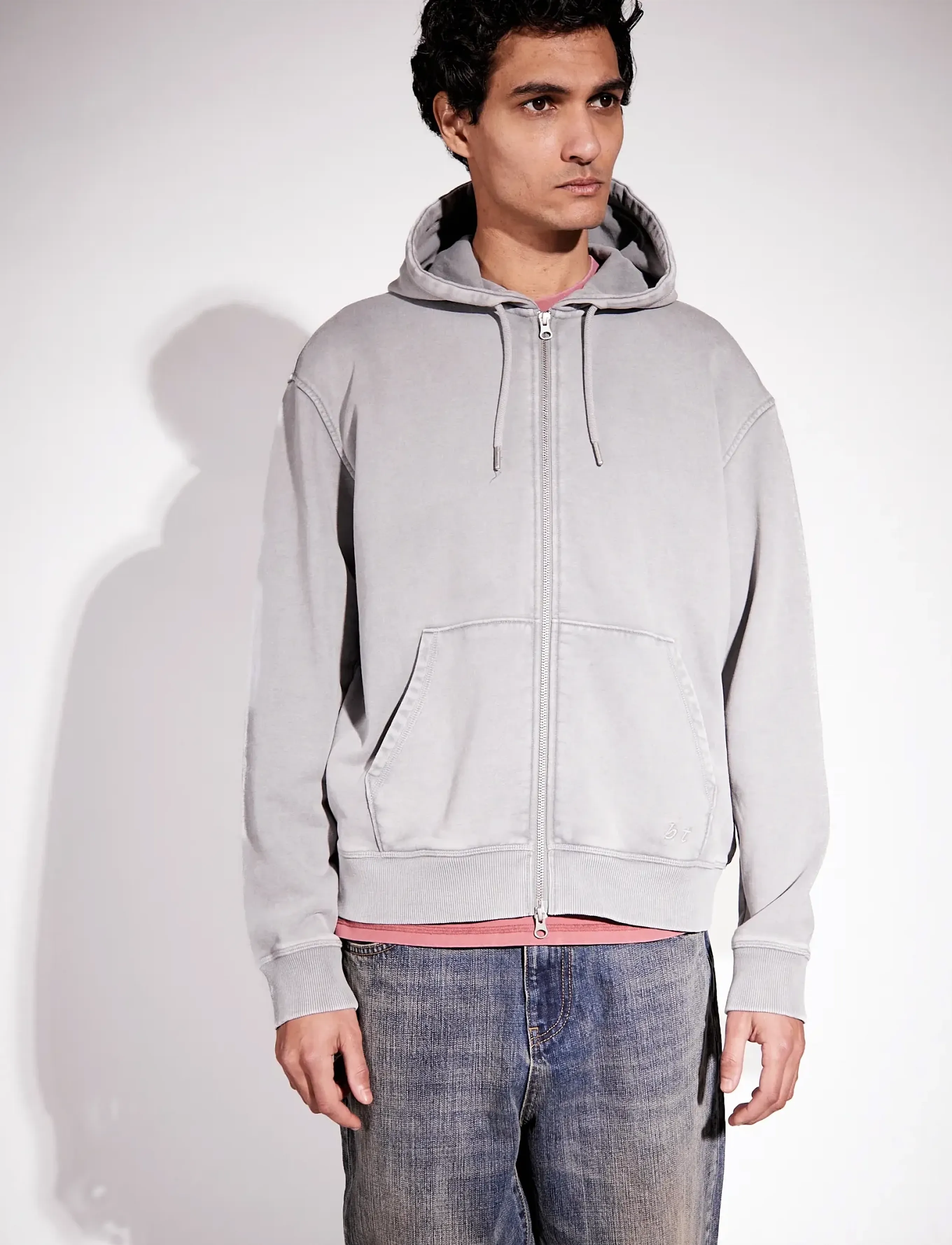 Brixtol Textiles - BT Zip Hoodie - hoodies - washed grey - 3
