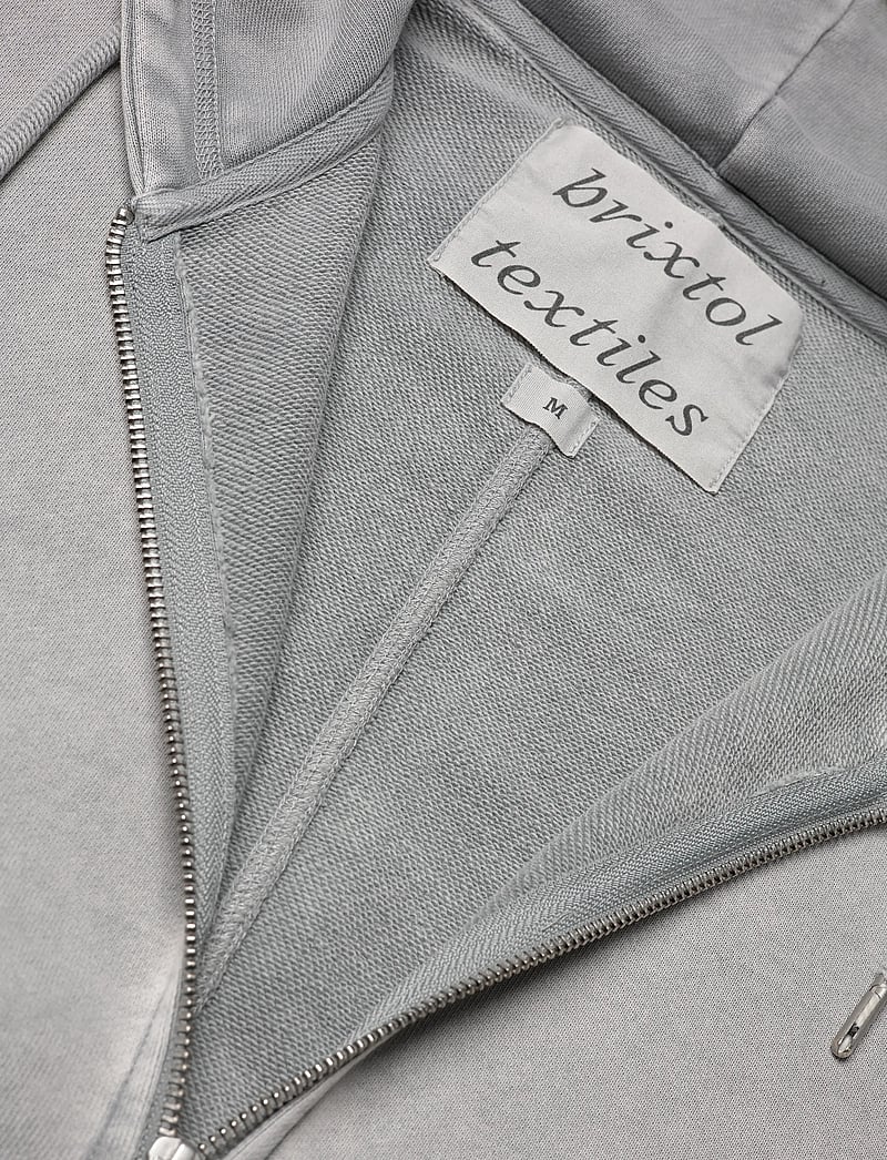 Brixtol Textiles - BT Zip Hoodie Washed Grey - kapuutsiga dressipluusid - washed grey - 4