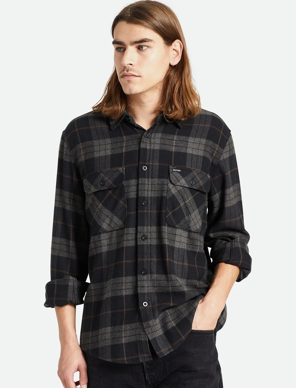 Brixton - Bowery L/S Flannel - flanell-hemden - black/charcoal - 0