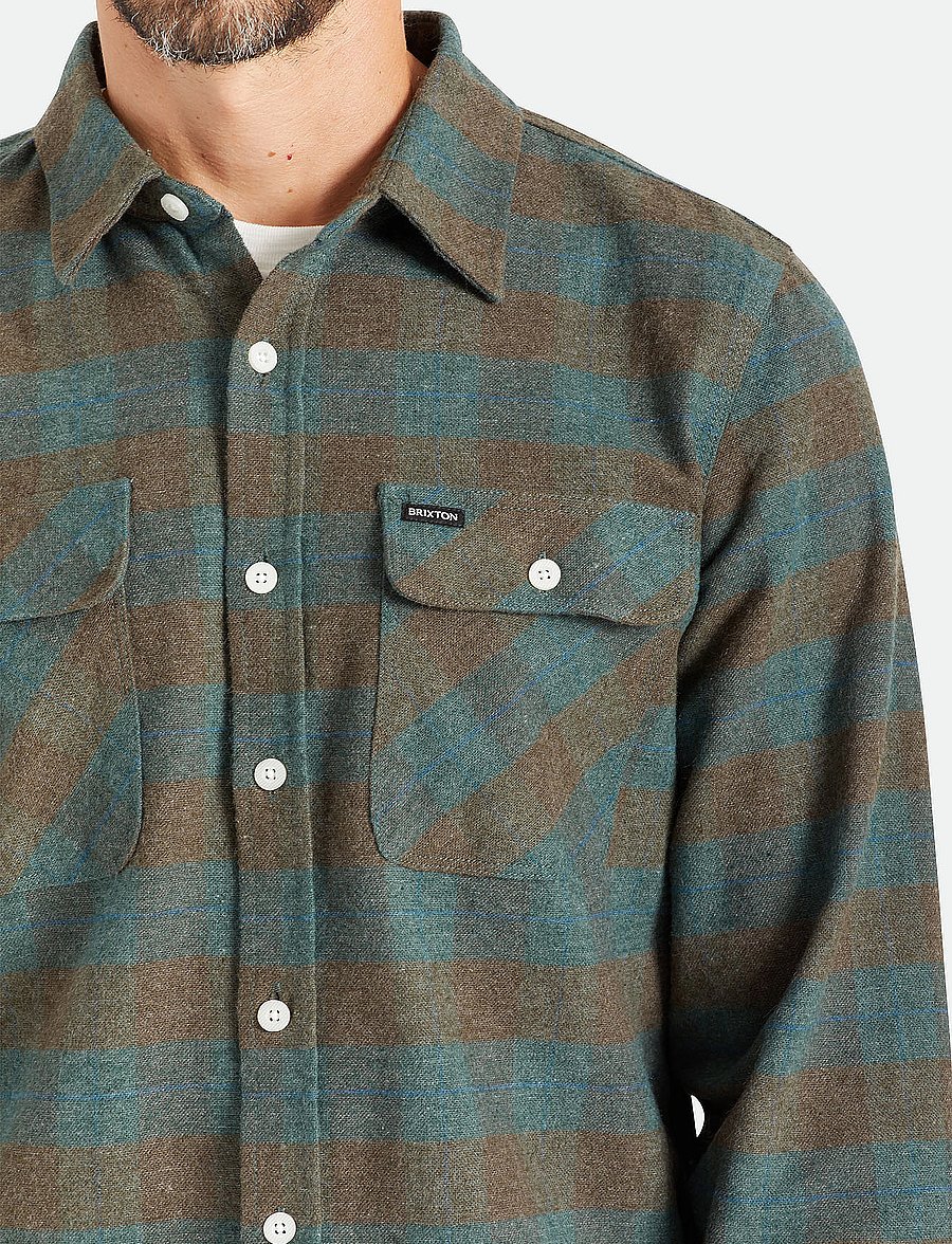 Brixton - Bowery L/S Flannel - ocean - 4