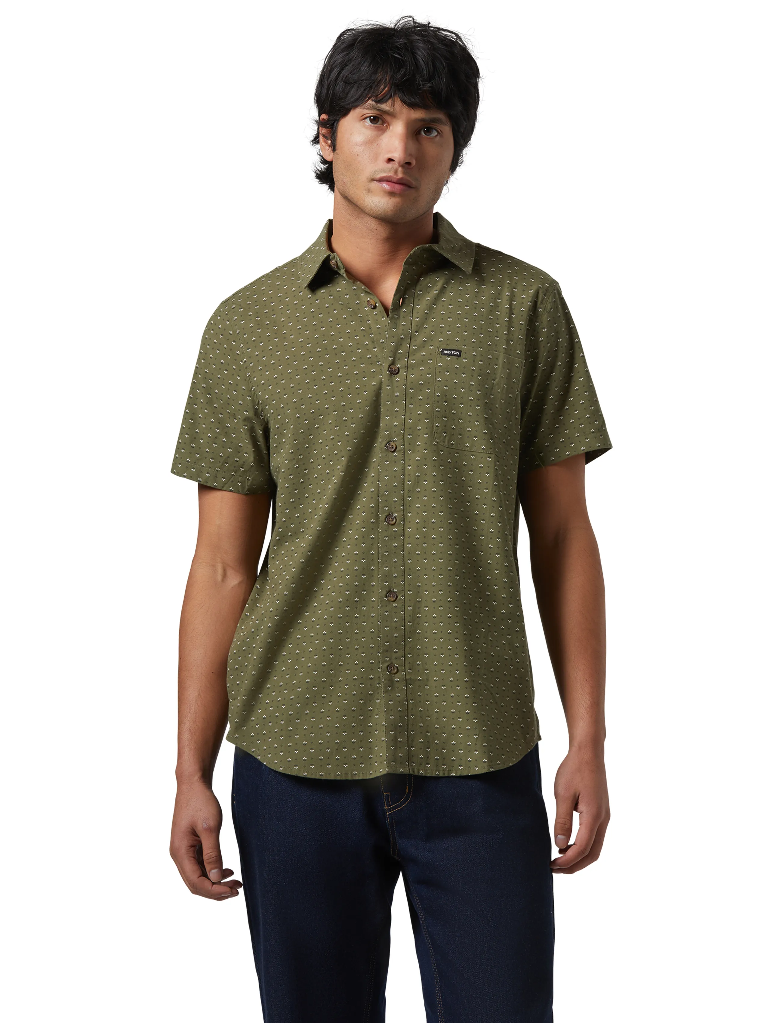 Brixton Charter Print S/S Wvn - Skjorter - IVY GREEN/MICRO FLORAL / khaki/green