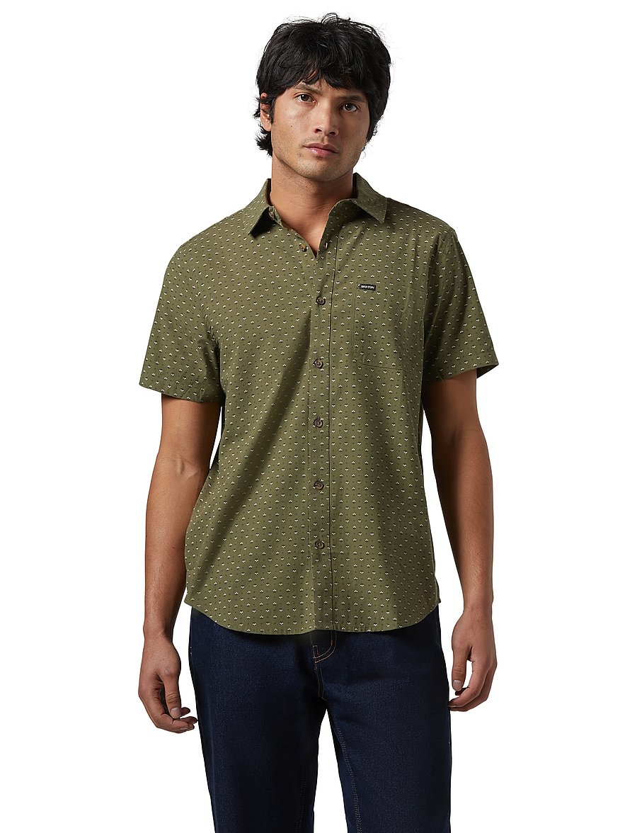 Brixton - Charter Print S/S Wvn - kortærmede skjorter - ivy green/micro floral - 0