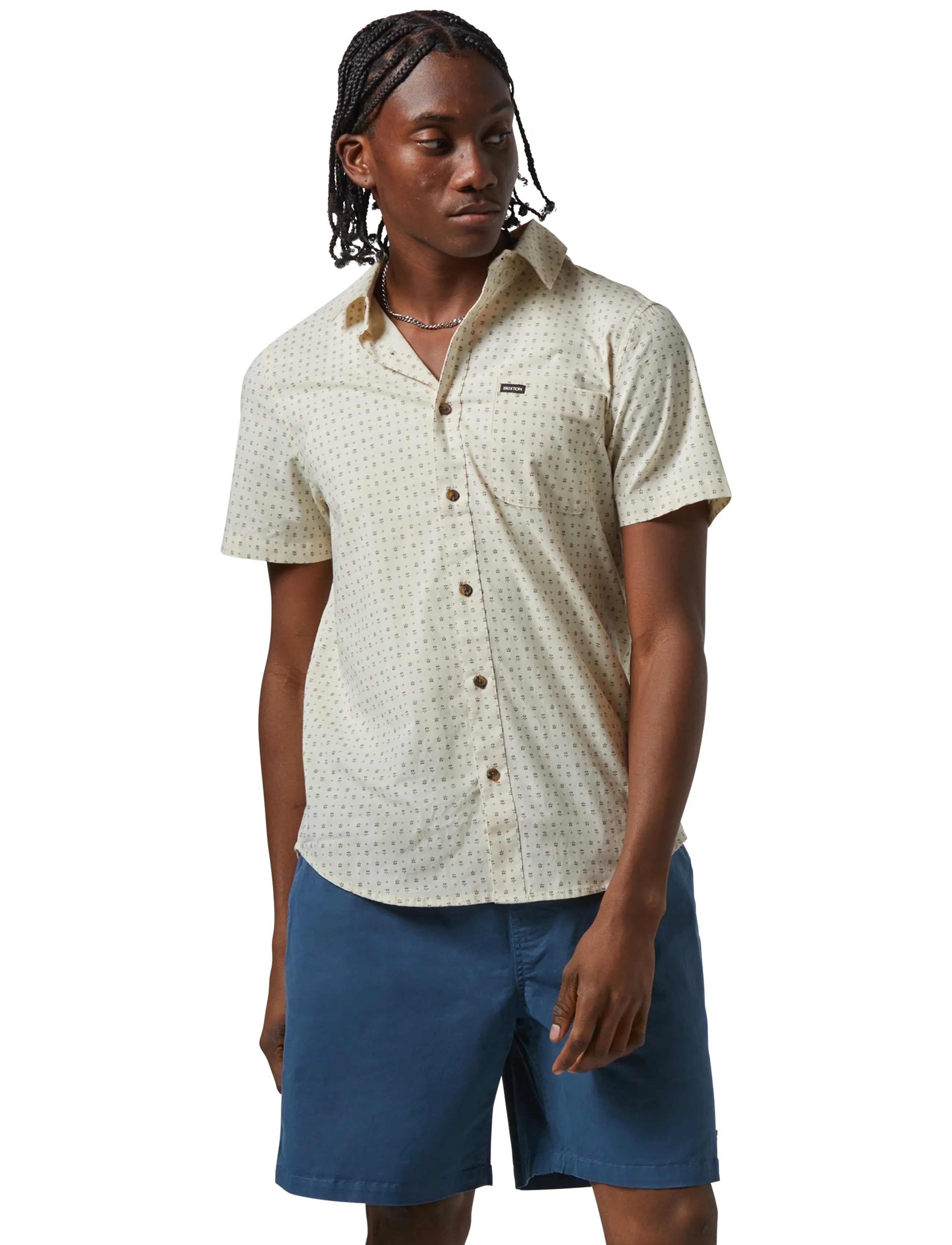Brixton Charter Print S/S Wvn - Skjorter - OFF WHITE/MICRO FLORAL / cream