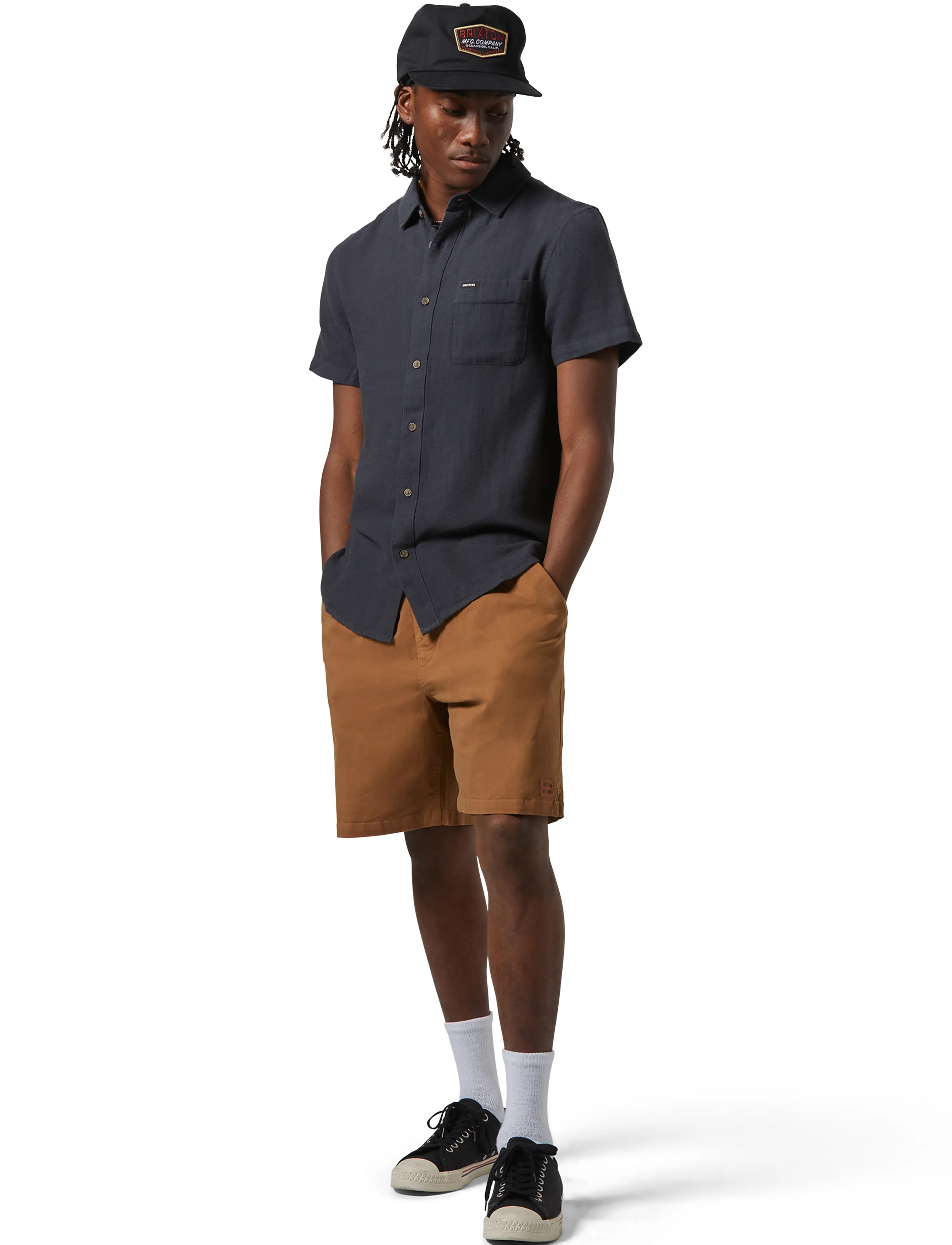 Brixton - Charter Org Cttn S/S Wvn - overhemden korte mouwen - washed black - 4