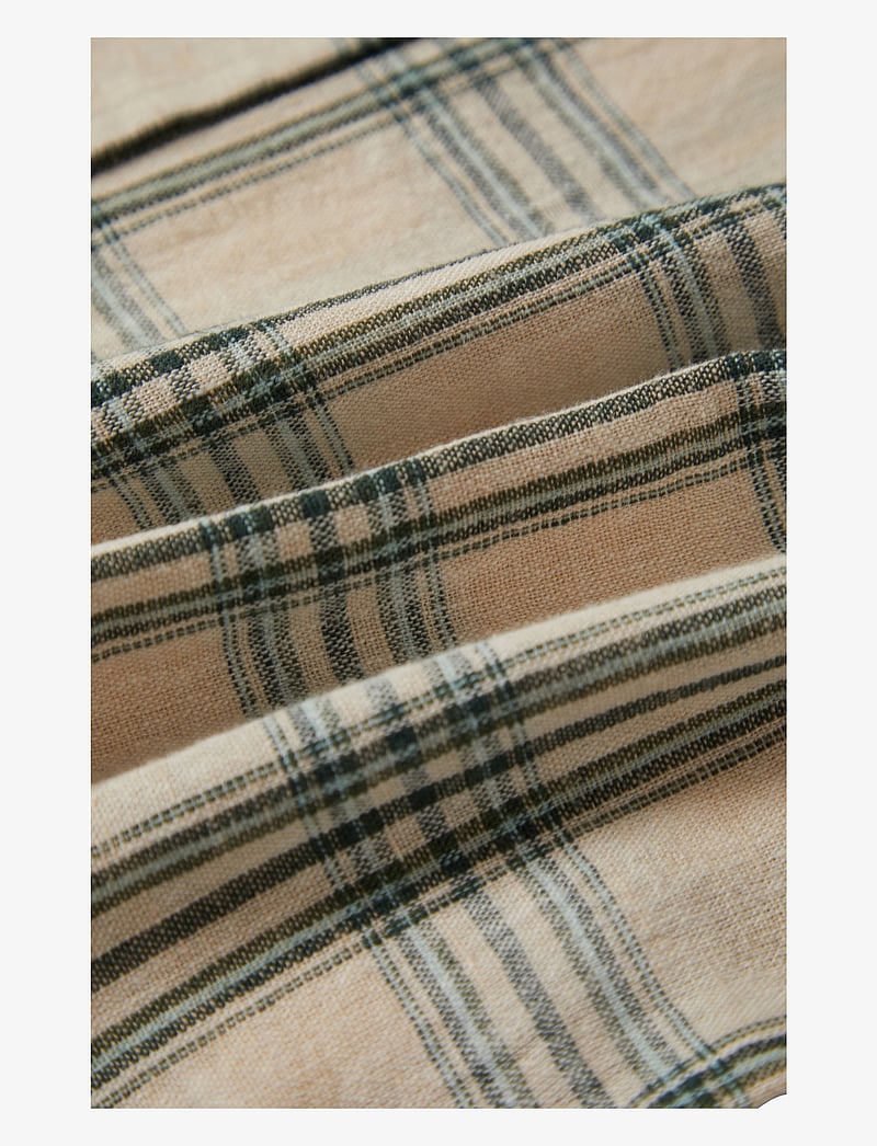 Brixton - Charter Linen Blend L/S Wvn - linen shirts - off white/ivy green plaid - 2