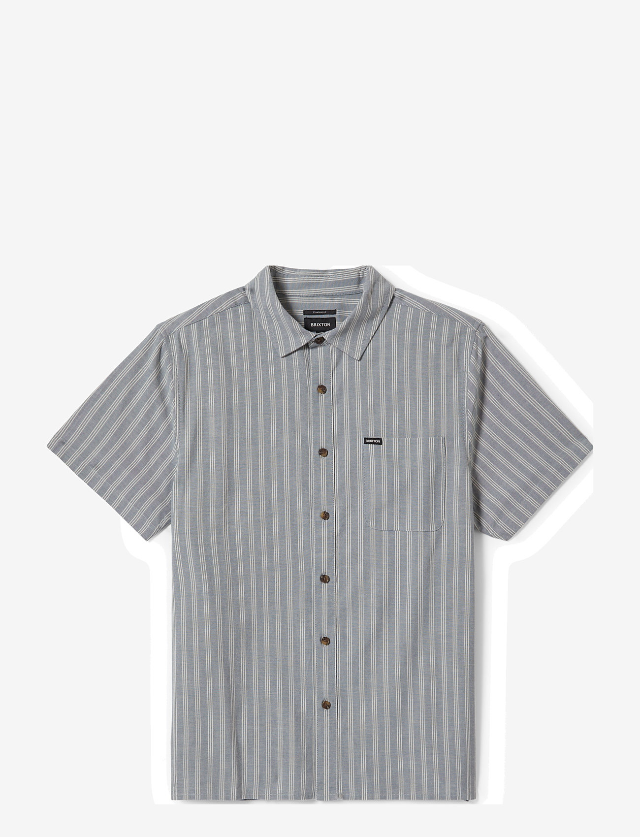 Brixton - Cru Oxford Stripe S/S Wvn - basalt blue/whitcap stripe - 1