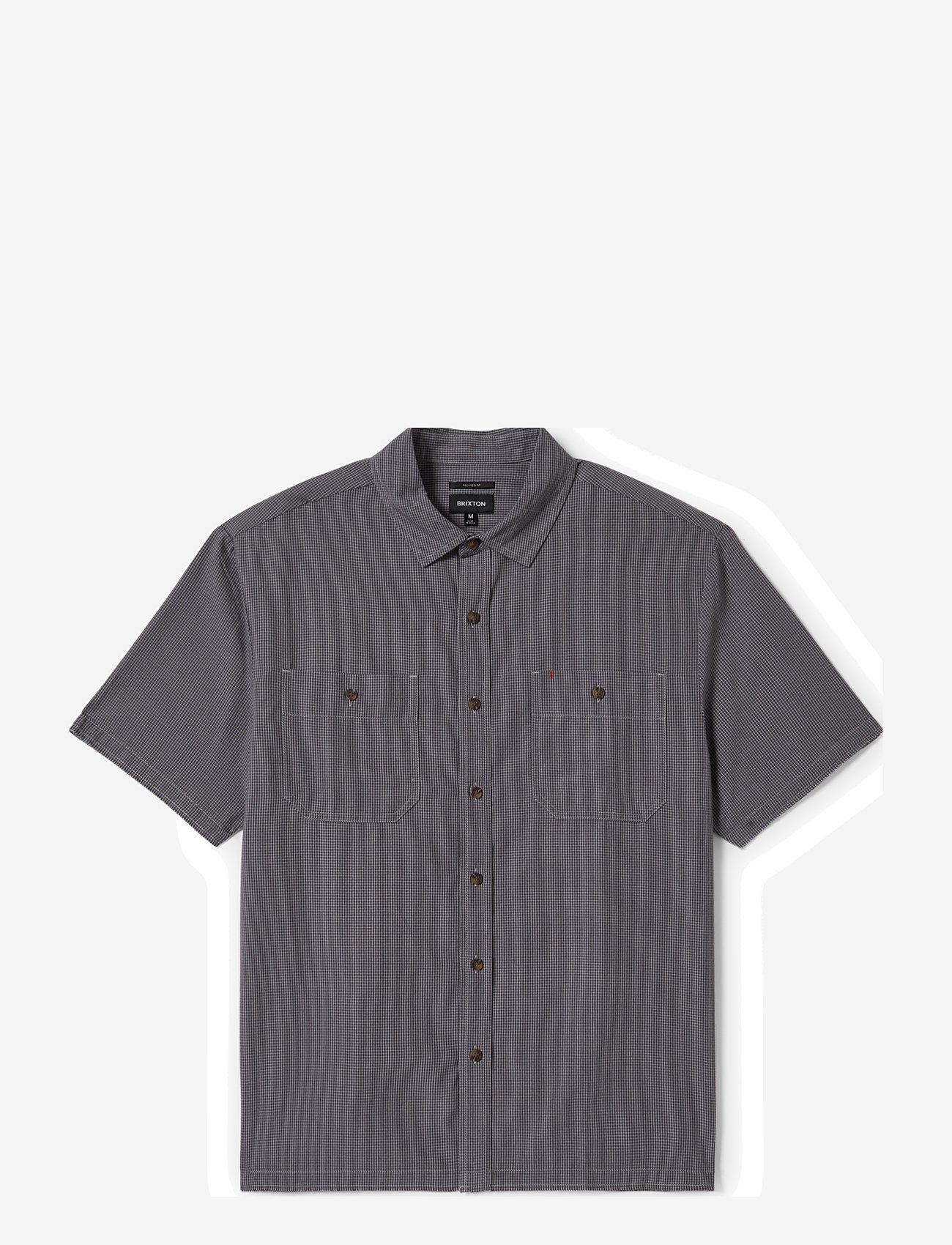 Brixton - Cru Micro Plaid S/S Wvn - short-sleeved shirts - washed navy micro plaid - 0