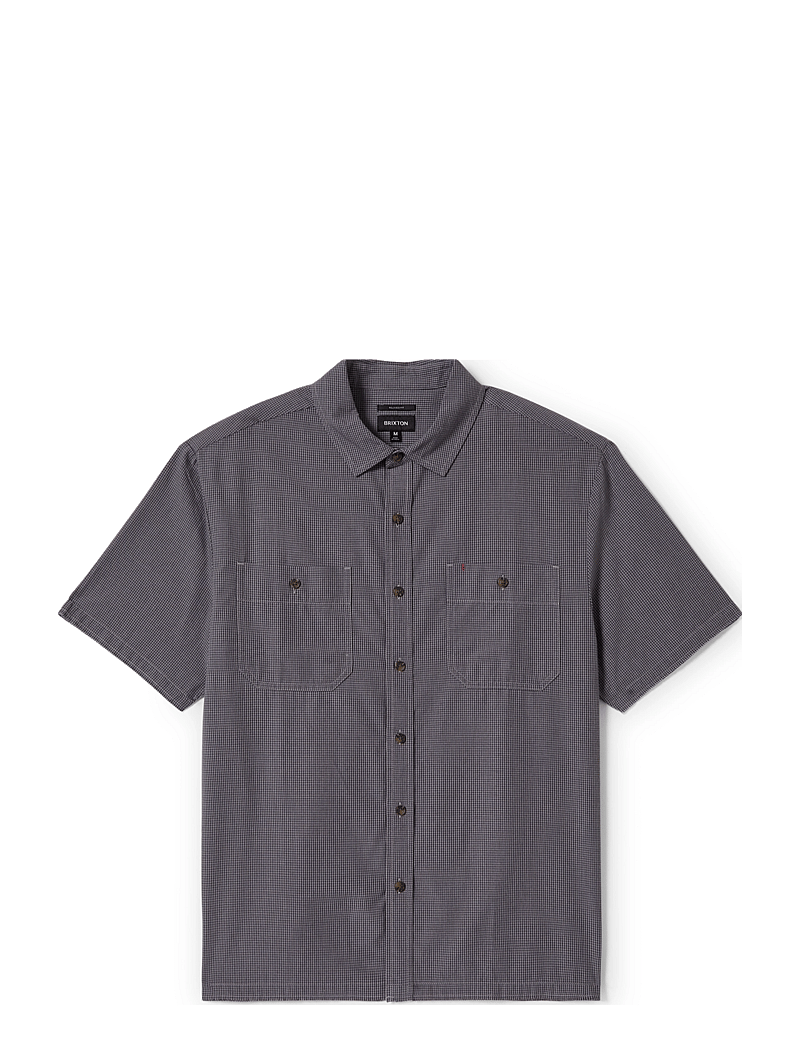 Brixton - Cru Micro Plaid S/S Wvn - kortærmede skjorter - washed navy micro plaid - 0