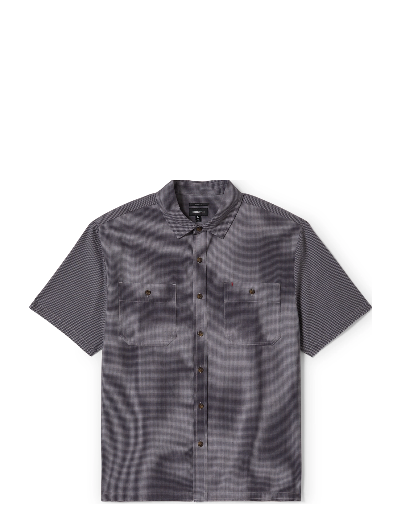 Brixton Cru Micro Plaid S/S Wvn - Tøj - WASHED NAVY MICRO PLAID / navy